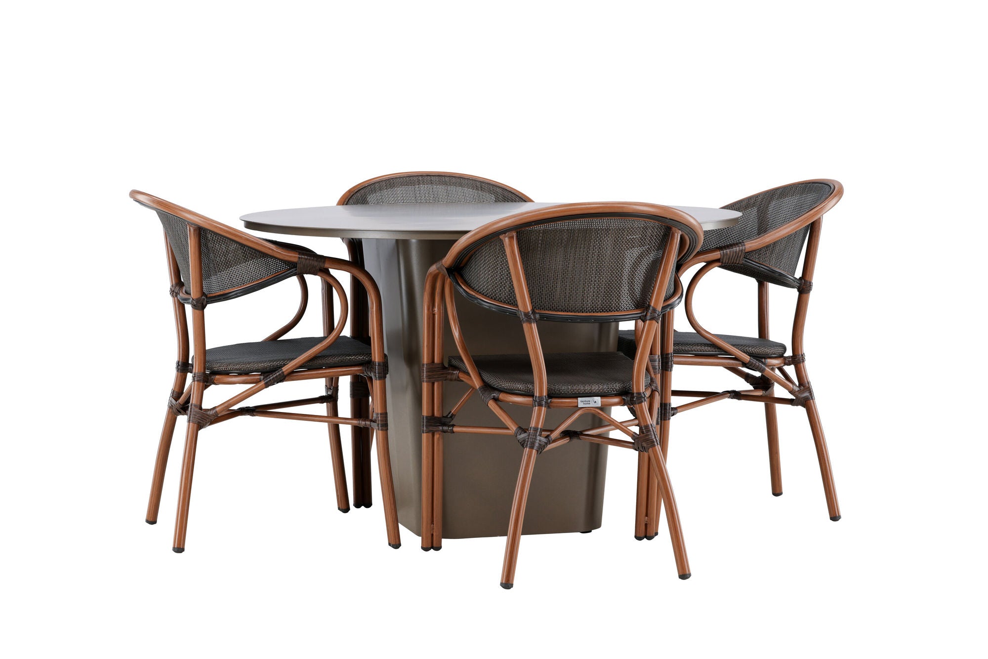 Venture Home Santa Fe spisebord ø120 - Roasty +Vila Real Caféchair 2-pack - Brown/Black _4
