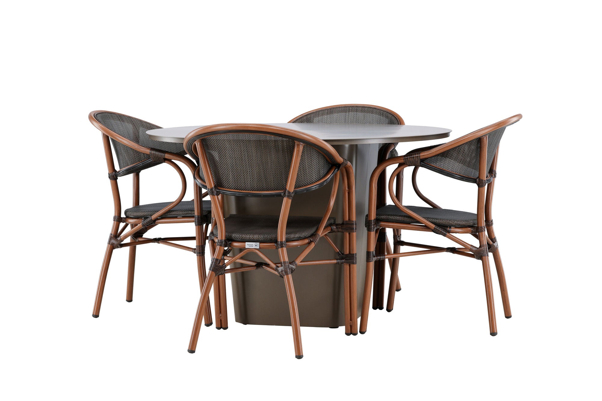 Venture Home Santa Fe spisebord ø120 - Roasty +Vila Real Caféchair 2-pack - Brown/Black _4