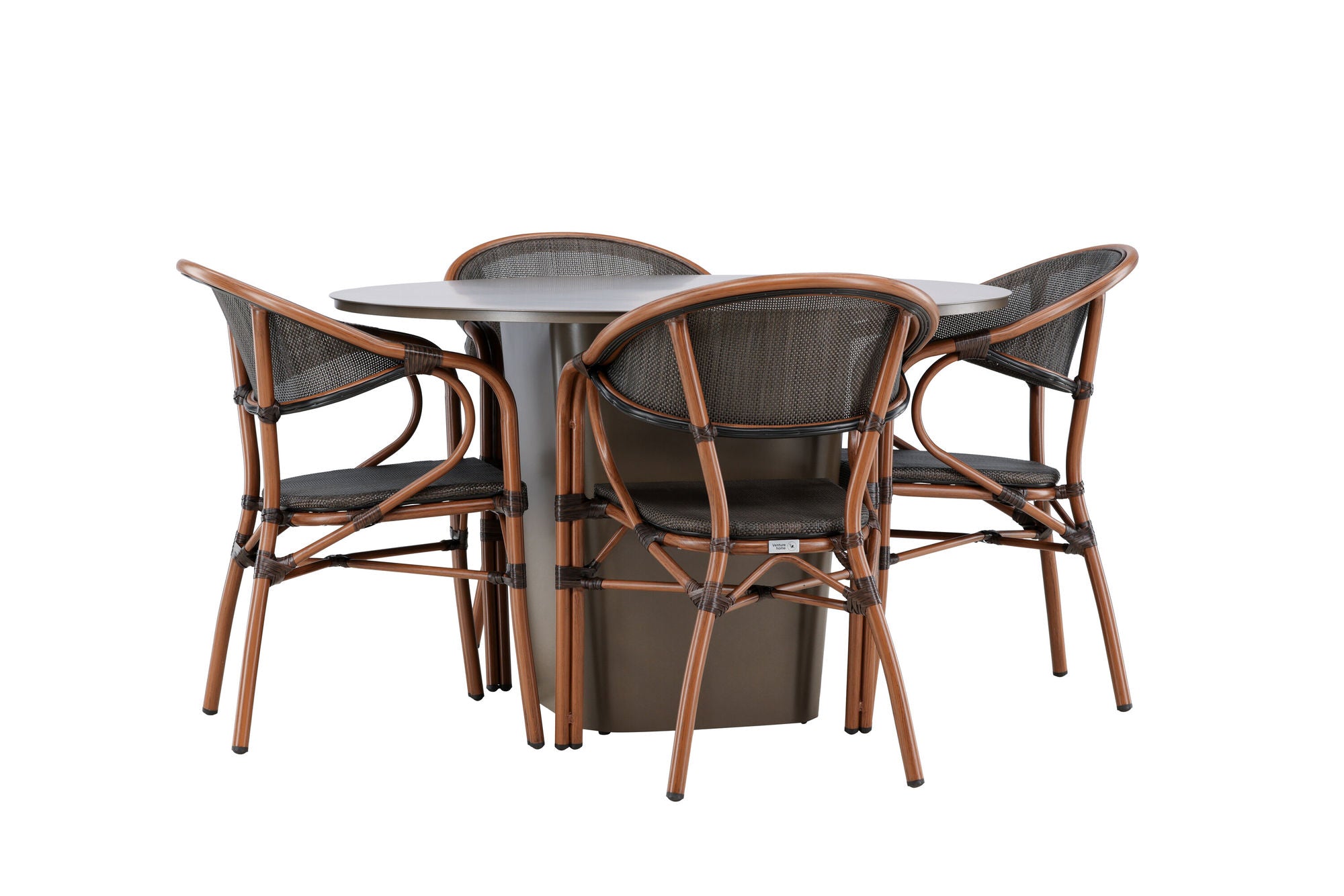 Venture Home Santa Fe spisebord ø120 - Roasty +Vila Real Caféchair 2-pack - Brown/Black _4