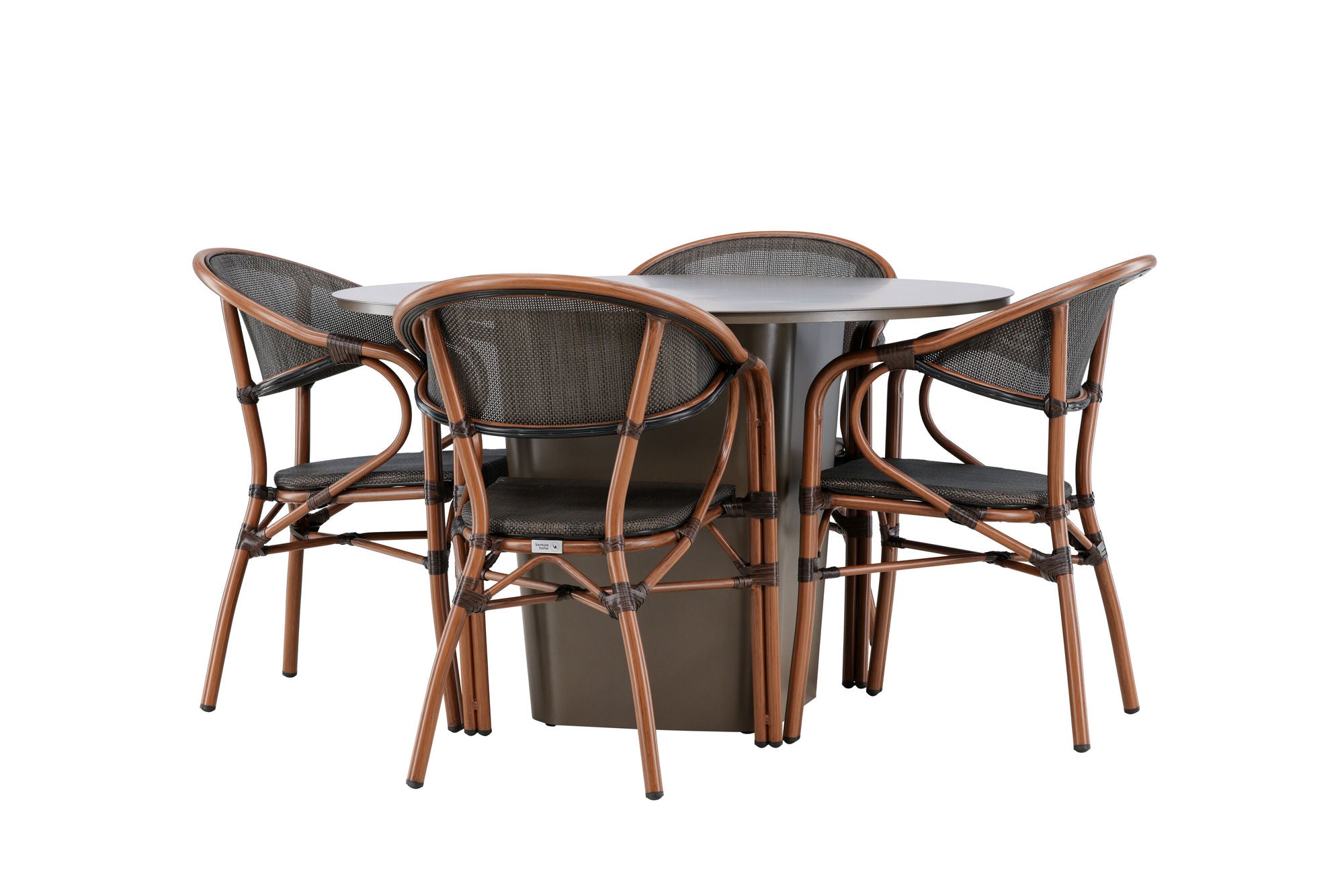 Venture Home Santa Fe spisebord ø120 - Roasty +Vila Real Caféchair 2-pack - Brown/Black _4