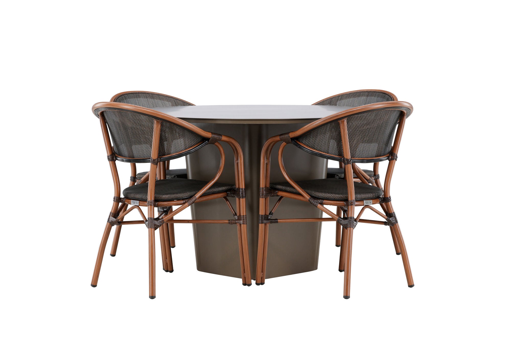 Venture Home Santa Fe spisebord ø120 - Roasty +Vila Real Caféchair 2-pack - Brown/Black _4
