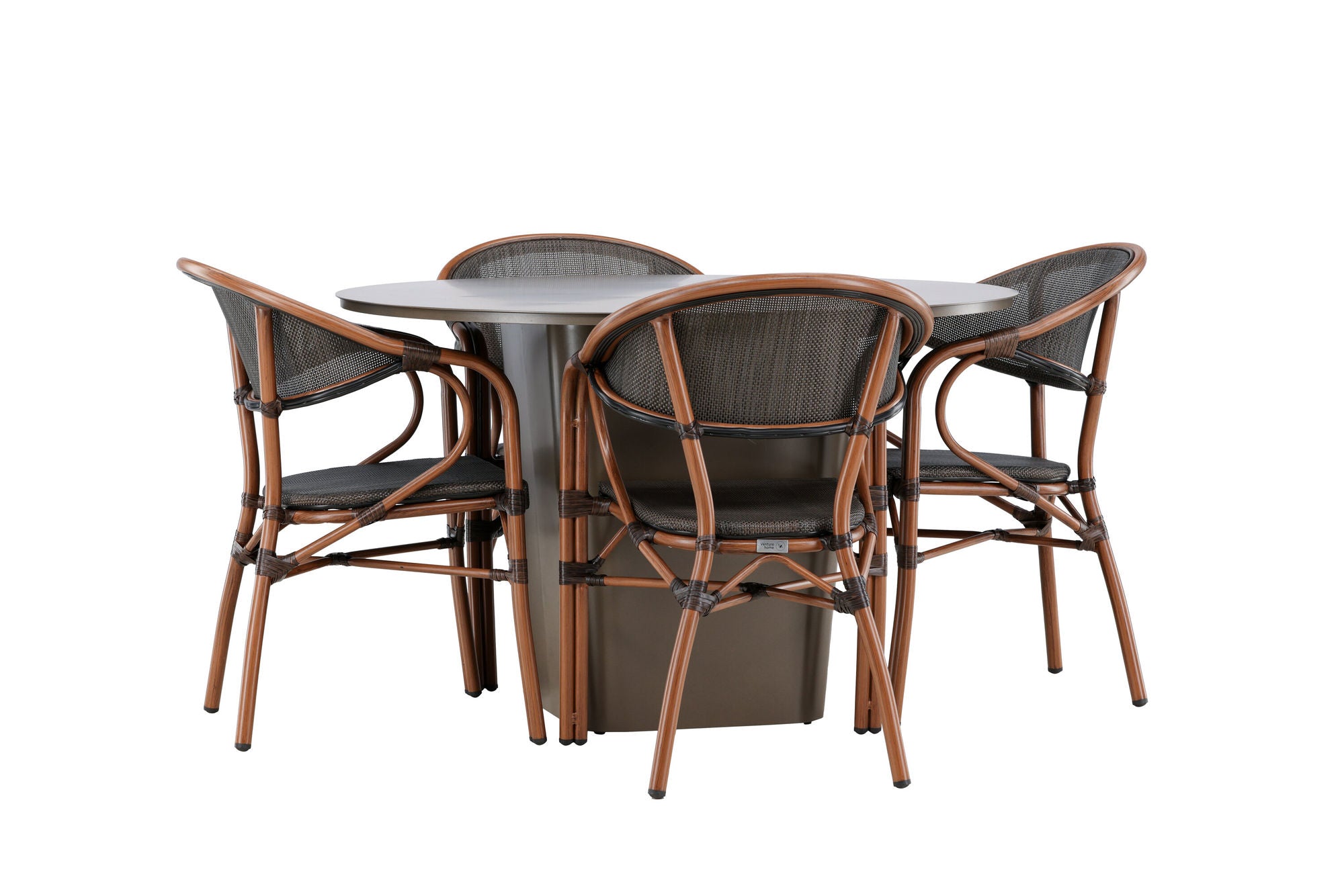 Venture Home Santa Fe spisebord ø120 - Roasty +Vila Real Caféchair 2-pack - Brown/Black _4