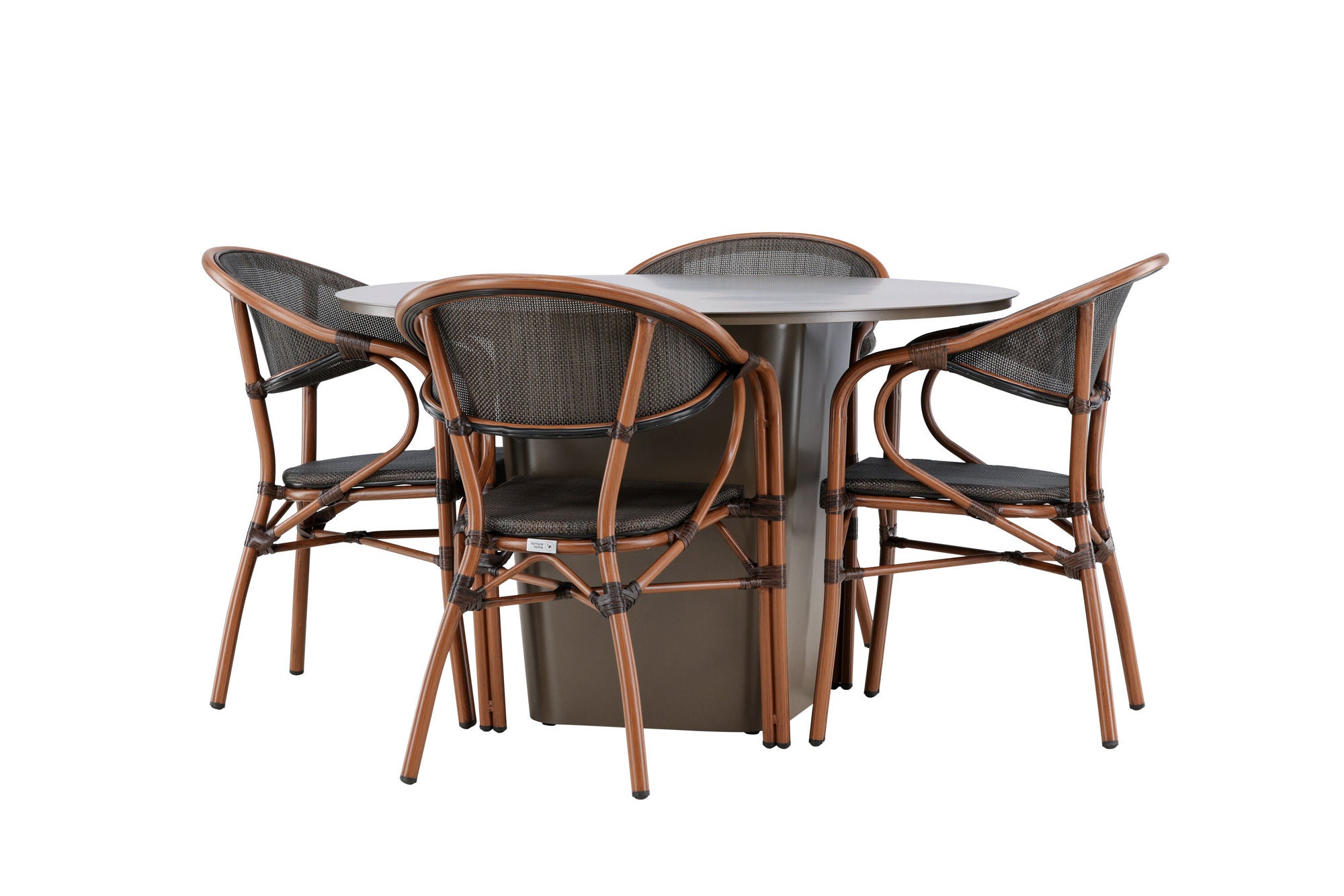 Venture Home Santa Fe spisebord ø120 - Roasty +Vila Real Caféchair 2-pack - Brown/Black _4