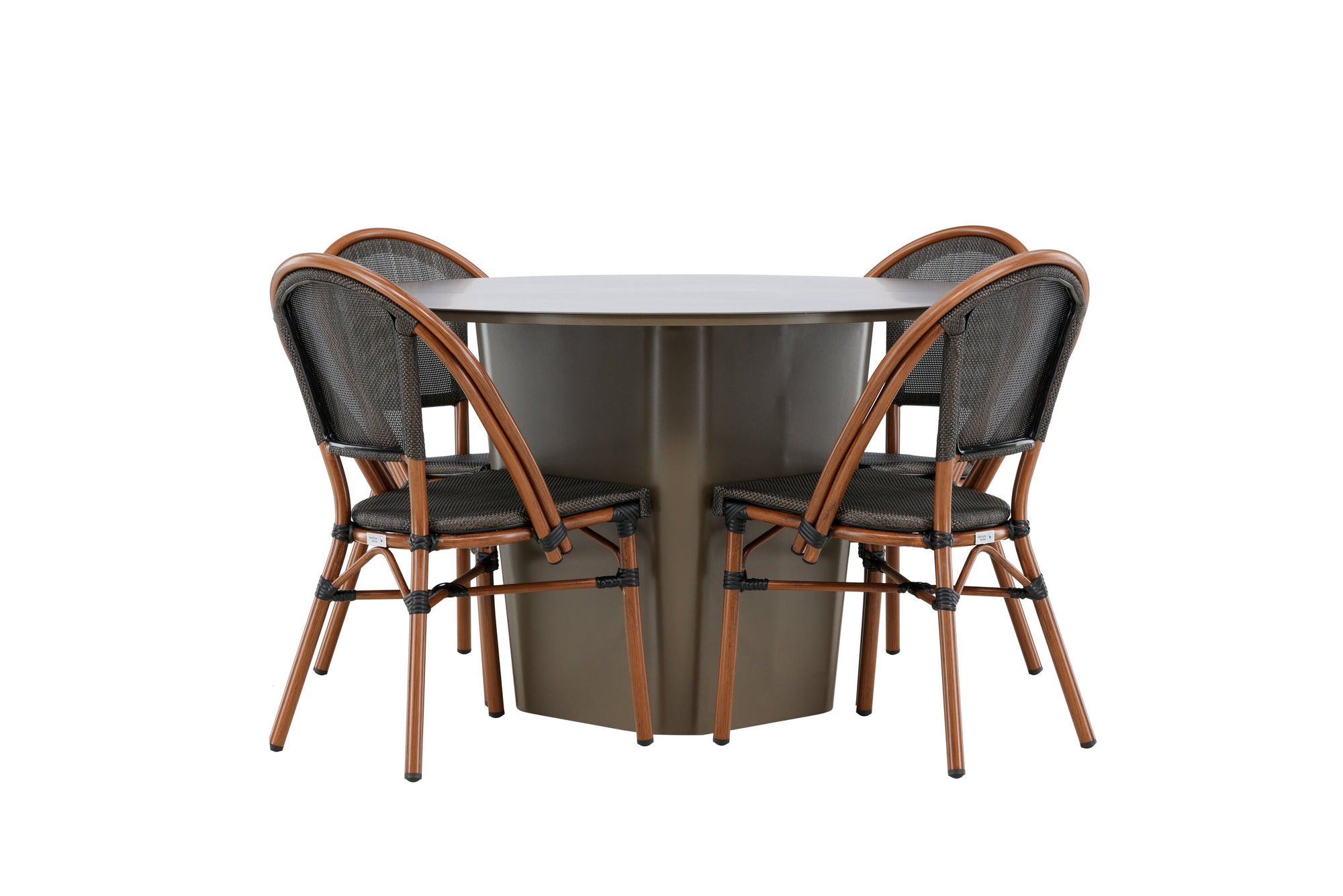Venture Home Santa Fe spisebord ø120 - Roasty +Guarda Caféchair 2-pack - Brown/Black _4