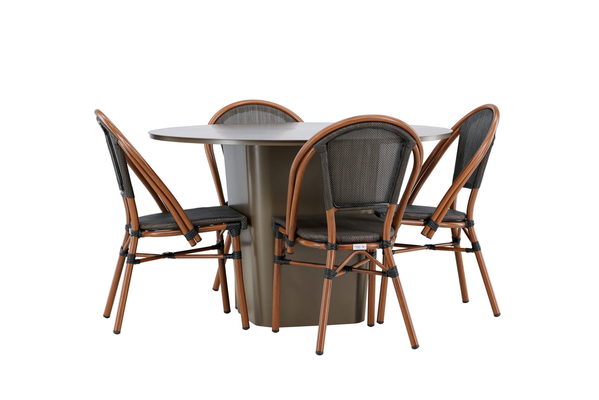 Venture Home Santa Fe spisebord ø120 - Roasty +Guarda Caféchair 2-pack - Brown/Black _4