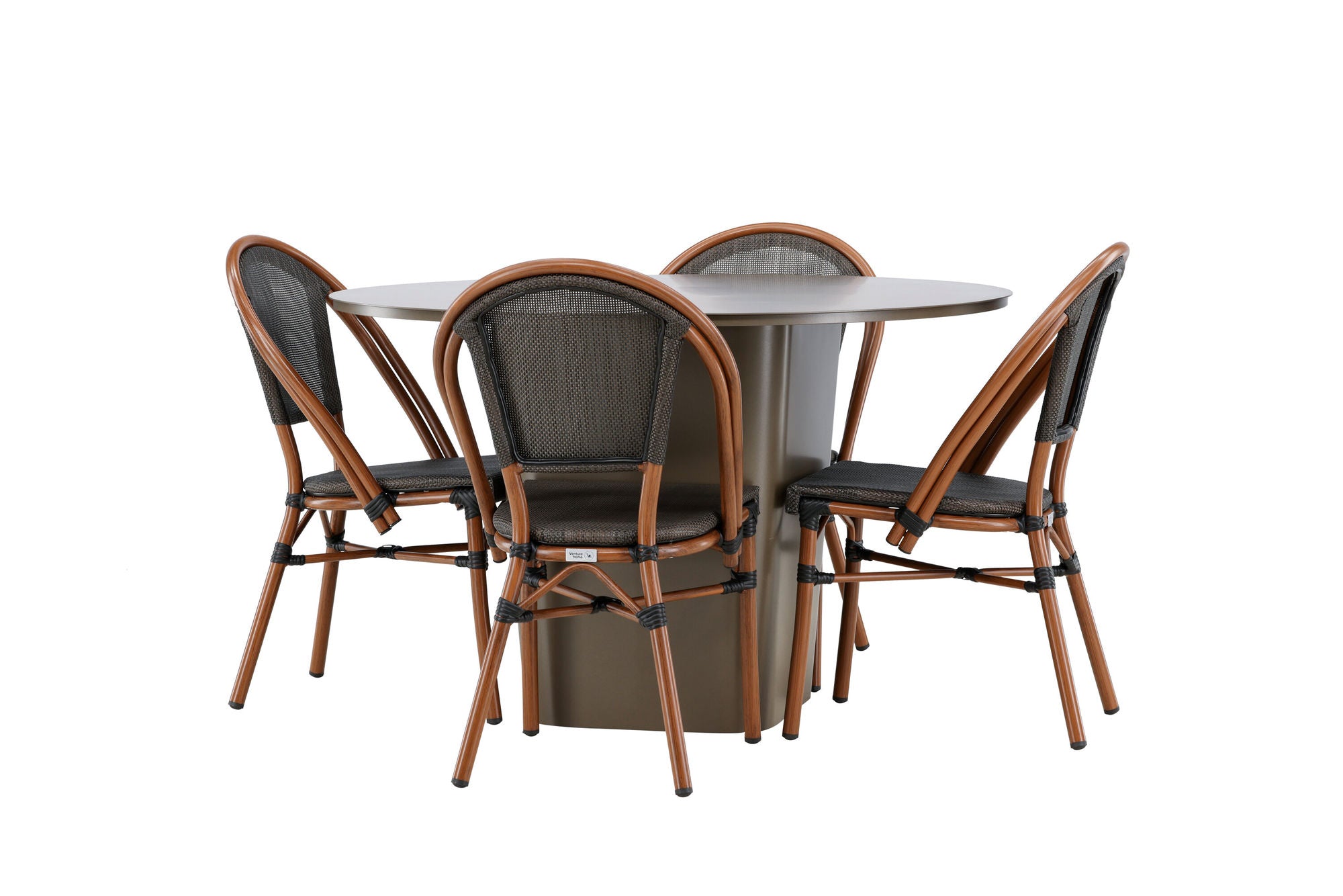 Venture Home Santa Fe spisebord ø120 - Roasty +Guarda Caféchair 2-pack - Brown/Black _4