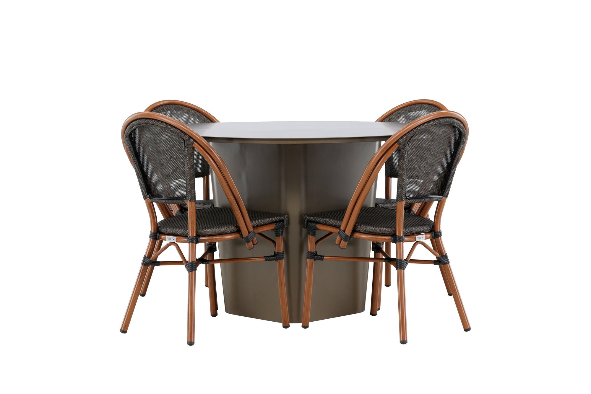 Venture Home Santa Fe spisebord ø120 - Roasty +Guarda Caféchair 2-pack - Brown/Black _4