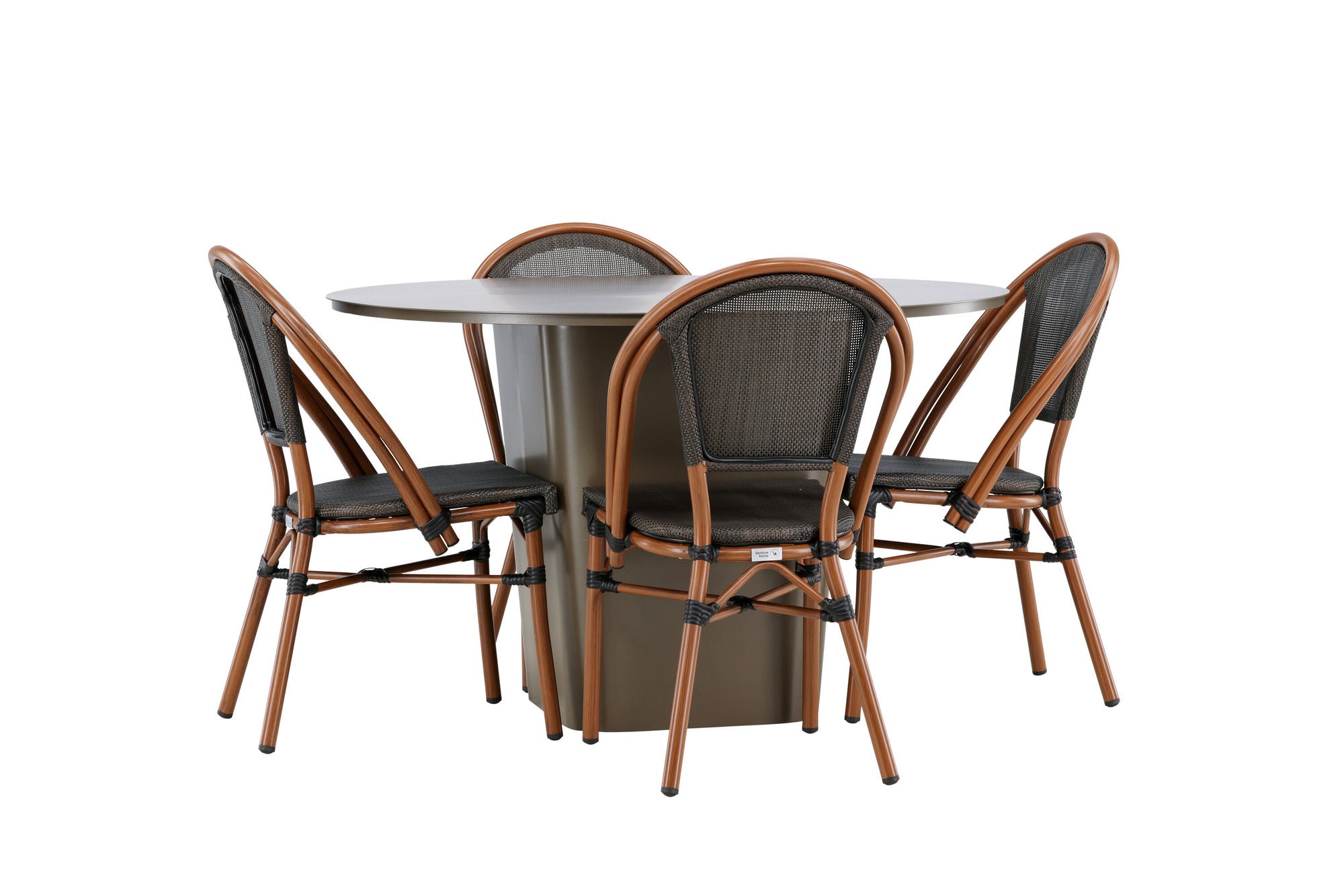 Venture Home Santa Fe spisebord ø120 - Roasty +Guarda Caféchair 2-pack - Brown/Black _4