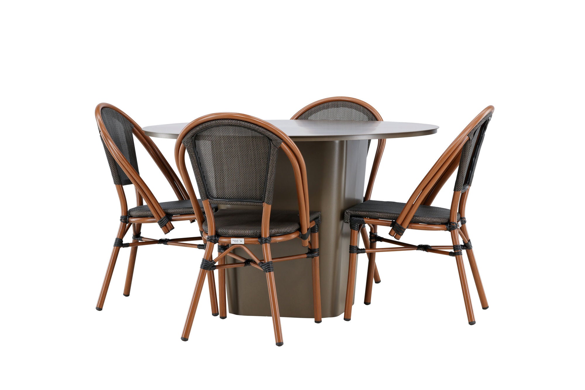 Venture Home Santa Fe spisebord ø120 - Roasty +Guarda Caféchair 2-pack - Brown/Black _4