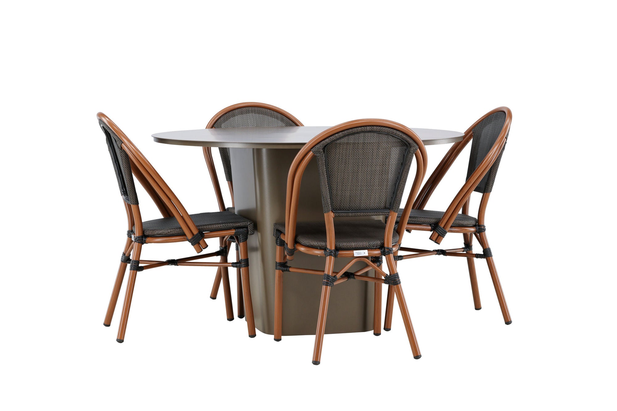 Venture Home Santa Fe spisebord ø120 - Roasty +Guarda Caféchair 2-pack - Brown/Black _4