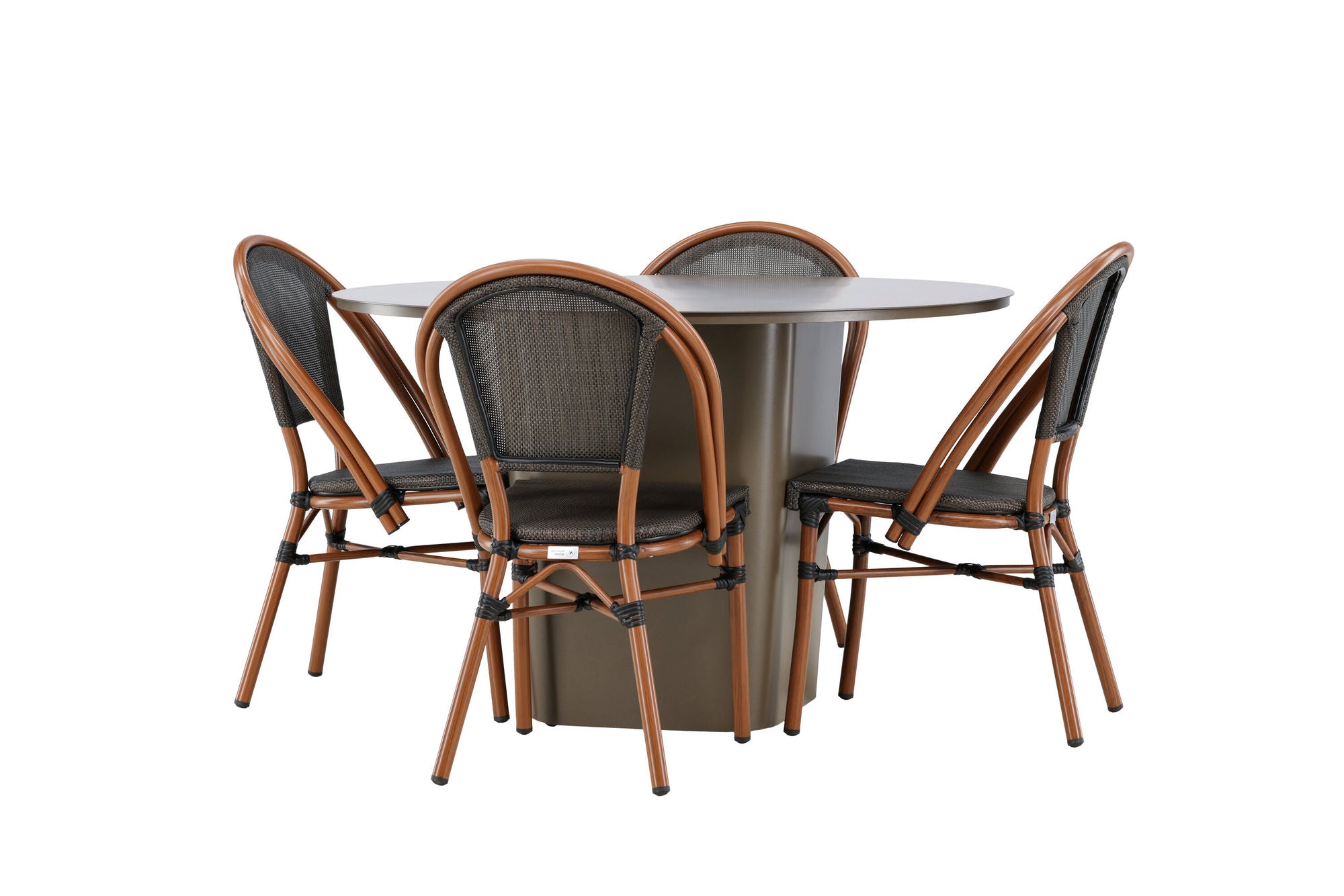 Venture Home Santa Fe spisebord ø120 - Roasty +Guarda Caféchair 2-pack - Brown/Black _4