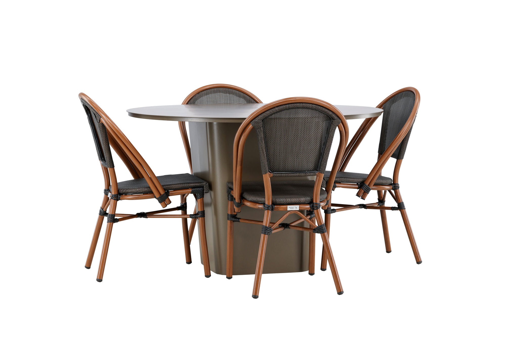 Venture Home Santa Fe spisebord ø120 - Roasty +Guarda Caféchair 2-pack - Brown/Black _4