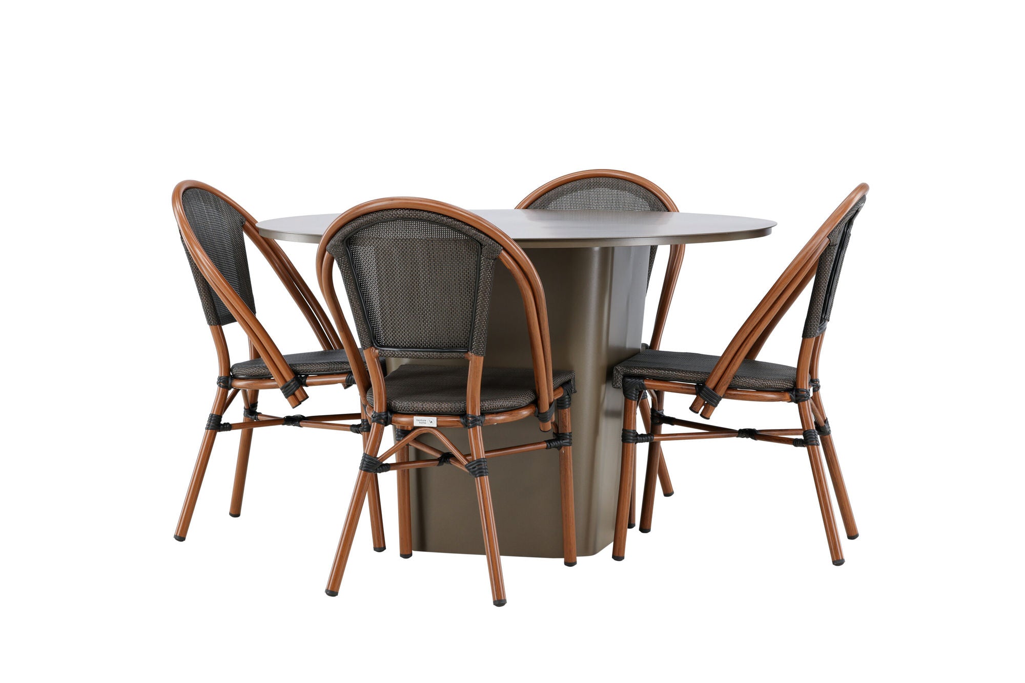 Venture Home Santa Fe spisebord ø120 - Roasty +Guarda Caféchair 2-pack - Brown/Black _4