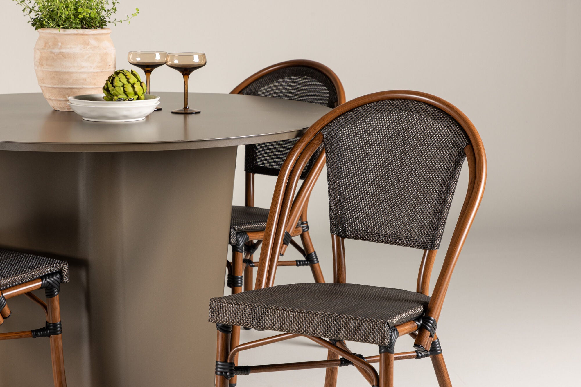 Venture Home Santa Fe spisebord ø120 - Roasty +Guarda Caféchair 2-pack - Brown/Black _4