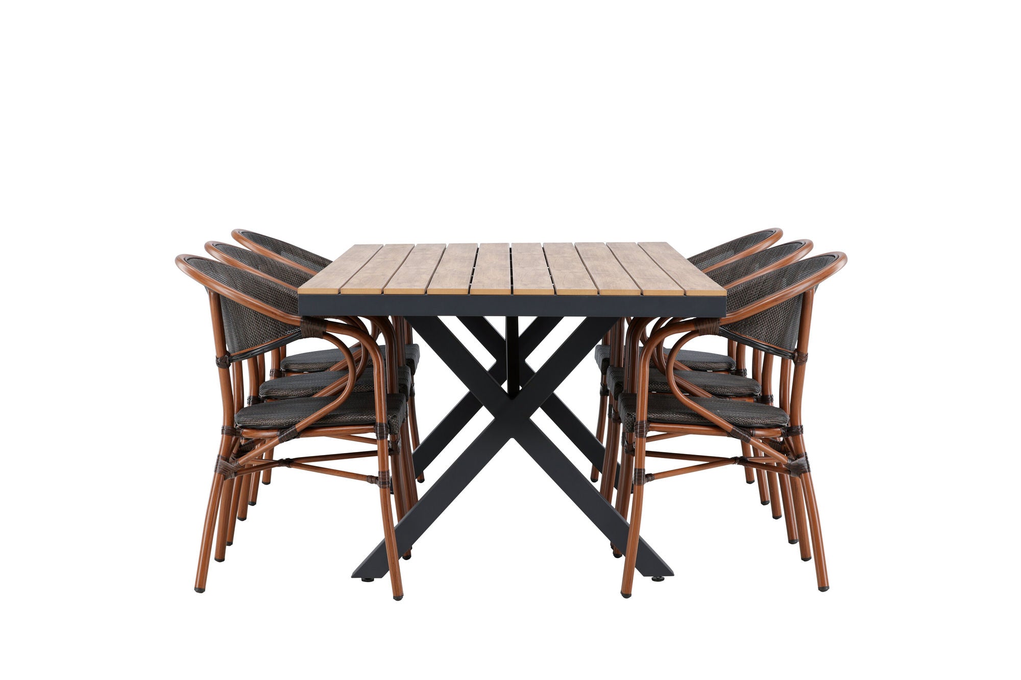 Venture Home Garcia Diningbord Alumnium - Brown / Rectangular 100*200* +Vila Real Caféchair 2-pack - Brown/Black _6