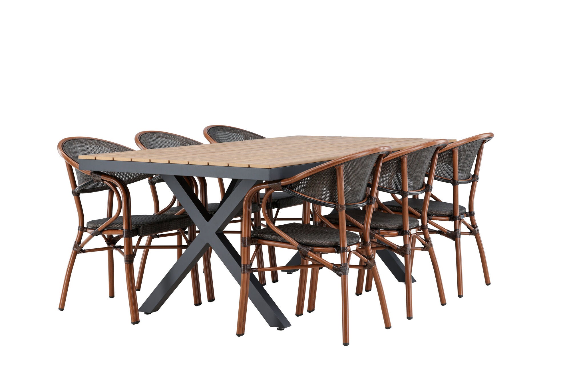 Venture Home Garcia Diningbord Alumnium - Brown / Rectangular 100*200* +Vila Real Caféchair 2-pack - Brown/Black _6