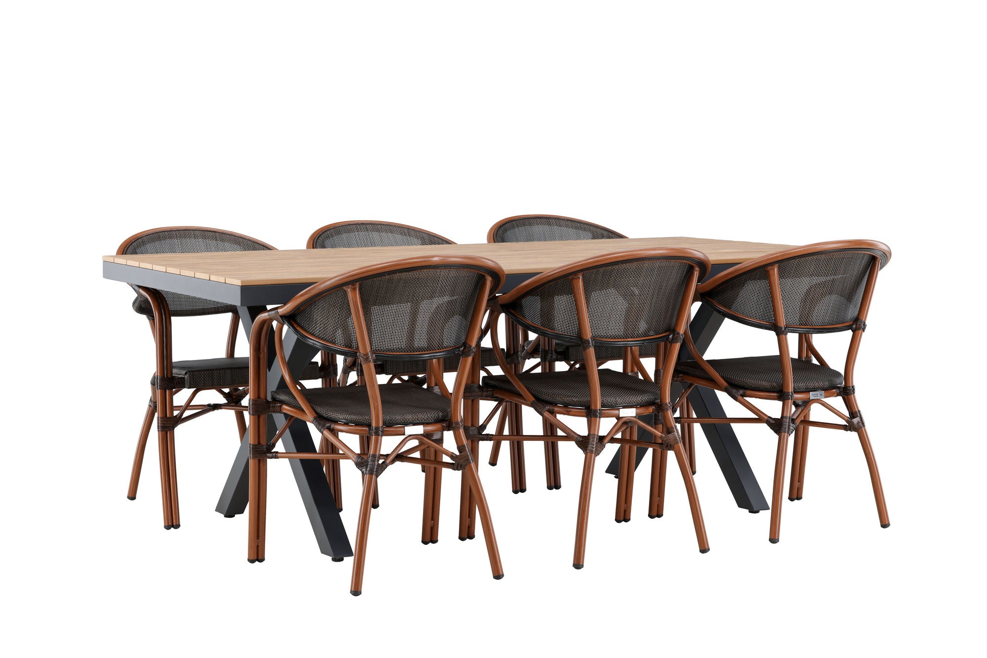 Venture Home Garcia Diningbord Alumnium - Brown / Rectangular 100*200* +Vila Real Caféchair 2-pack - Brown/Black _6