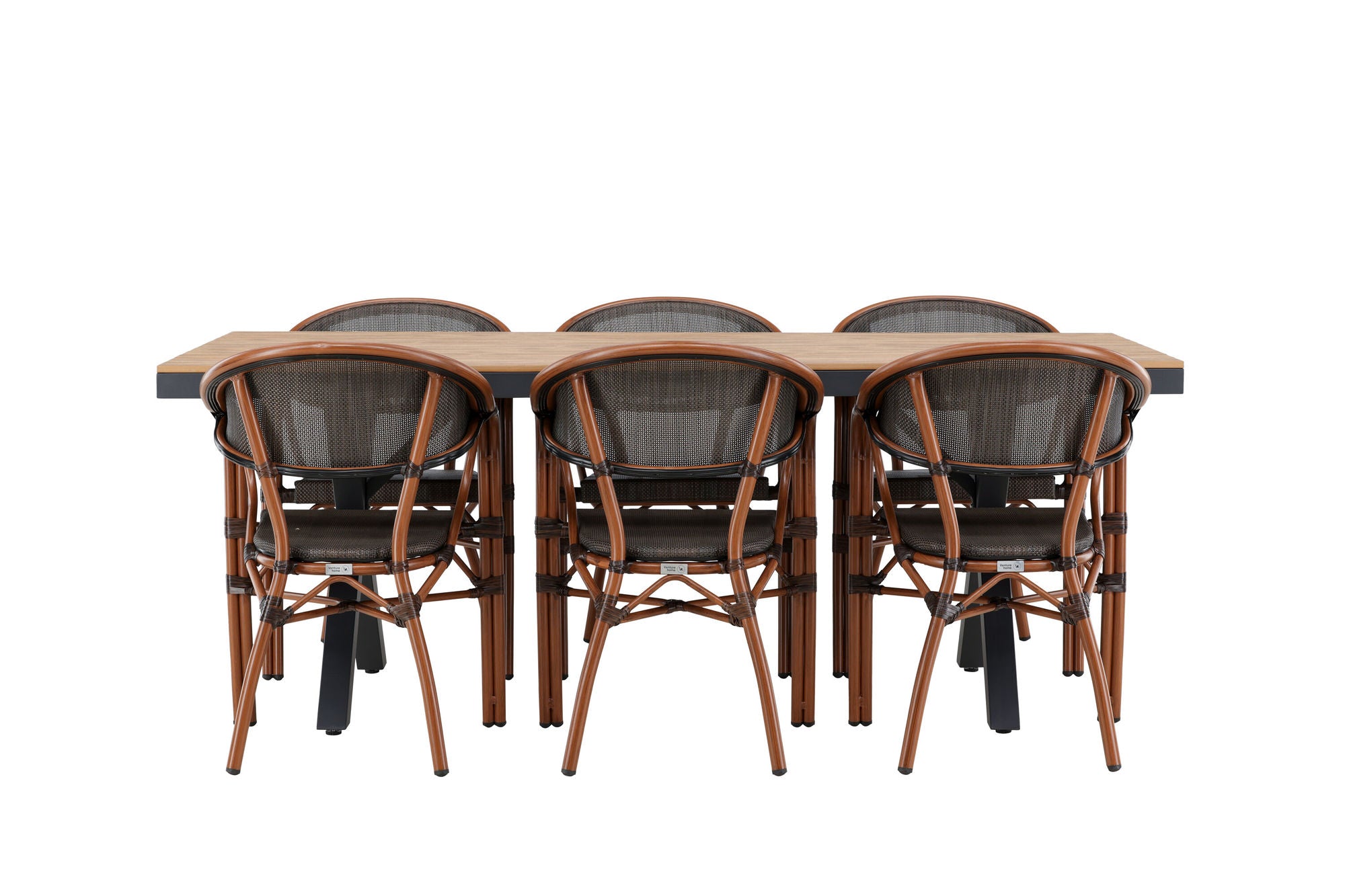 Venture Home Garcia Diningbord Alumnium - Brown / Rectangular 100*200* +Vila Real Caféchair 2-pack - Brown/Black _6