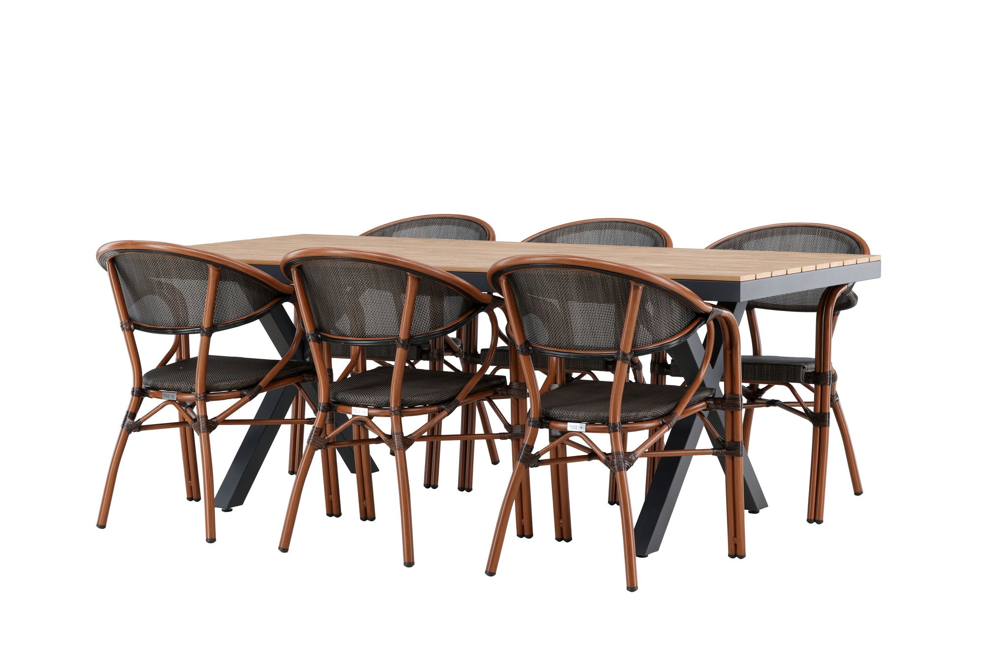 Venture Home Garcia Diningbord Alumnium - Brown / Rectangular 100*200* +Vila Real Caféchair 2-pack - Brown/Black _6