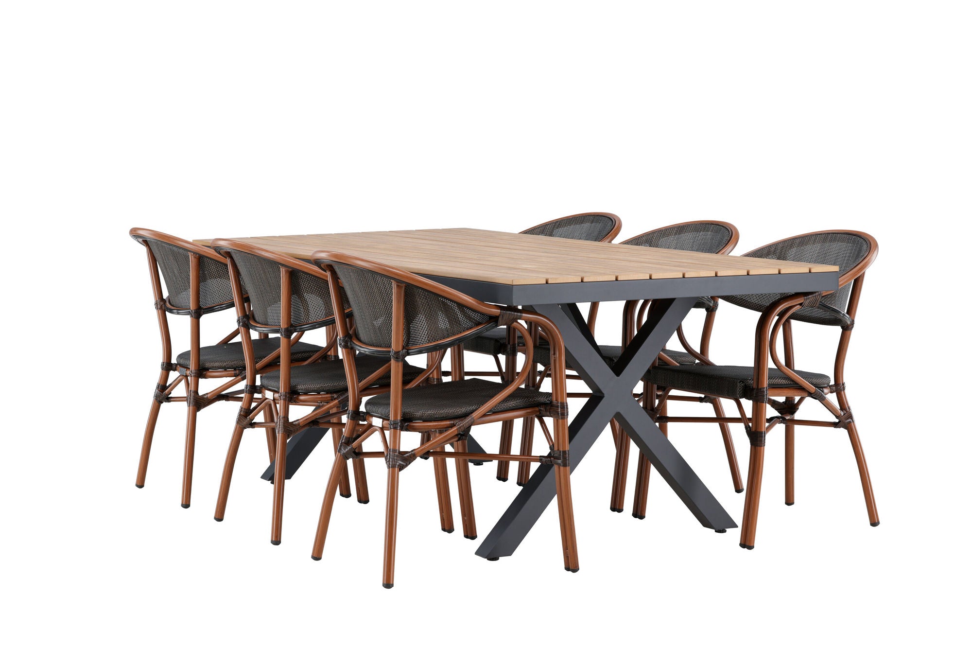 Venture Home Garcia Diningbord Alumnium - Brown / Rectangular 100*200* +Vila Real Caféchair 2-pack - Brown/Black _6