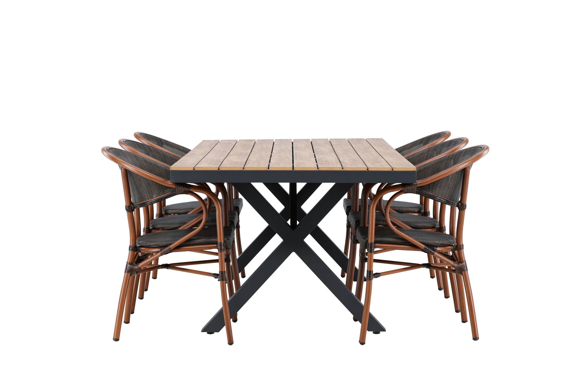 Venture Home Garcia Diningbord Alumnium - Brown / Rectangular 100*200* +Vila Real Caféchair 2-pack - Brown/Black _6