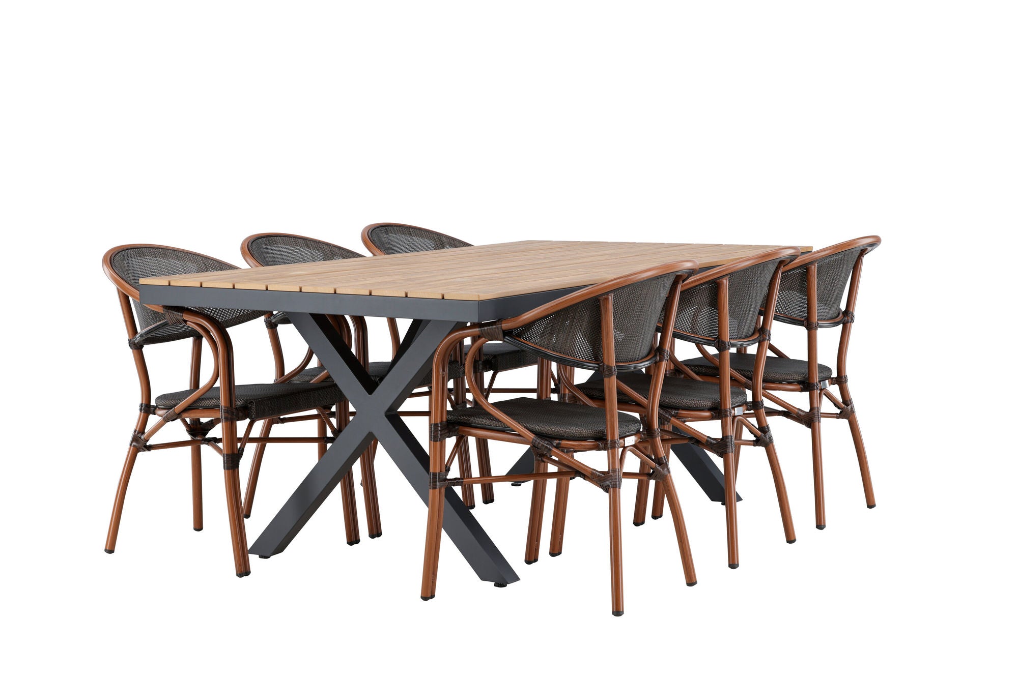 Venture Home Garcia Diningbord Alumnium - Brown / Rectangular 100*200* +Vila Real Caféchair 2-pack - Brown/Black _6