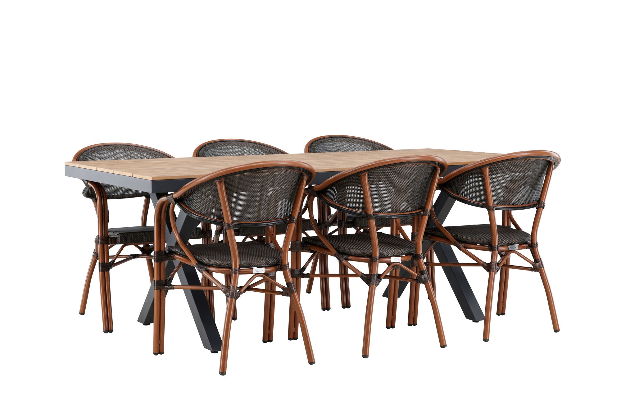 Venture Home Garcia Diningbord Alumnium - Brown / Rectangular 100*200* +Vila Real Caféchair 2-pack - Brown/Black _6