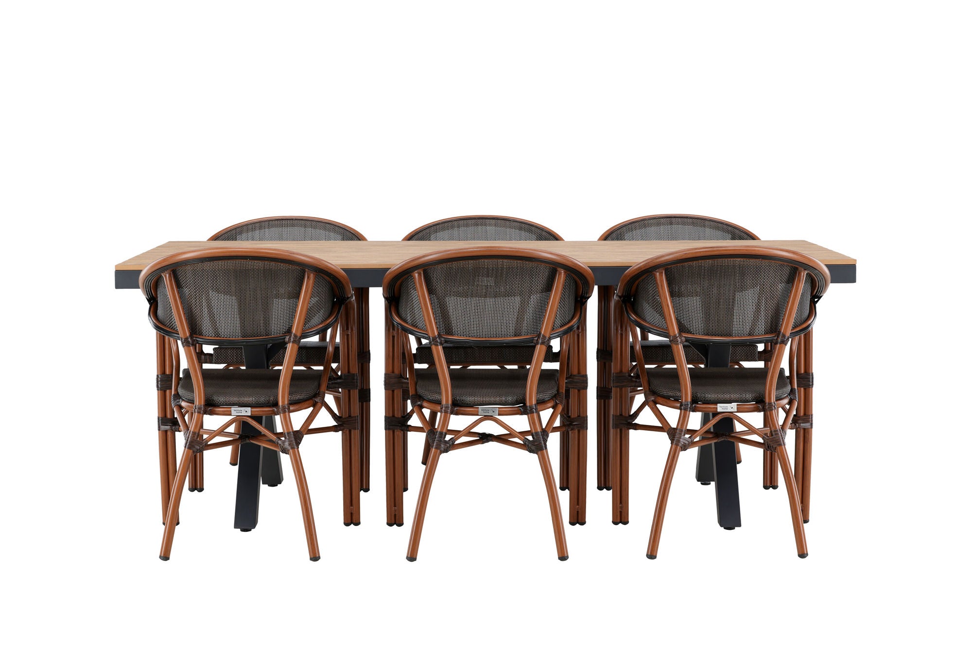 Venture Home Garcia Diningbord Alumnium - Brown / Rectangular 100*200* +Vila Real Caféchair 2-pack - Brown/Black _6