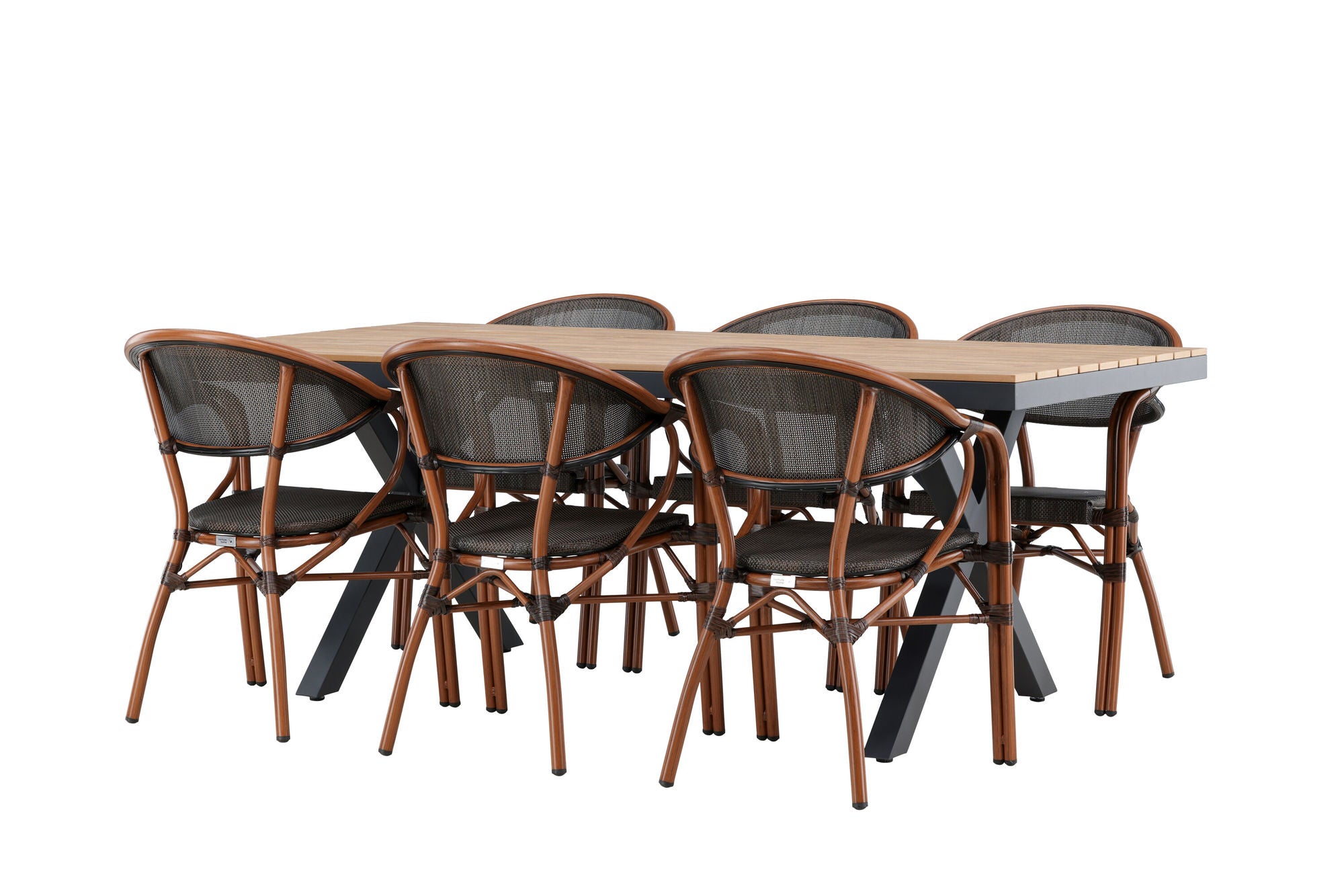 Venture Home Garcia Diningbord Alumnium - Brown / Rectangular 100*200* +Vila Real Caféchair 2-pack - Brown/Black _6
