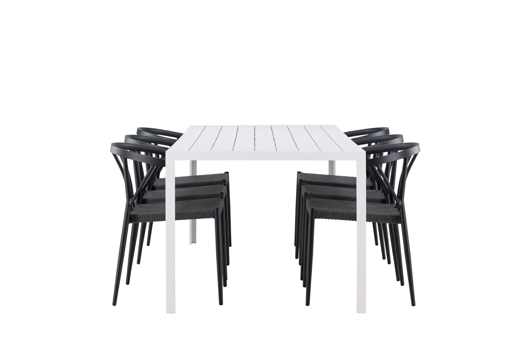 Venture Home Break spisebord - White / White Aintwood +Stina - Spisebordsstol- Black - Alu/wicker - NEED Higher Seat hegiht! _6