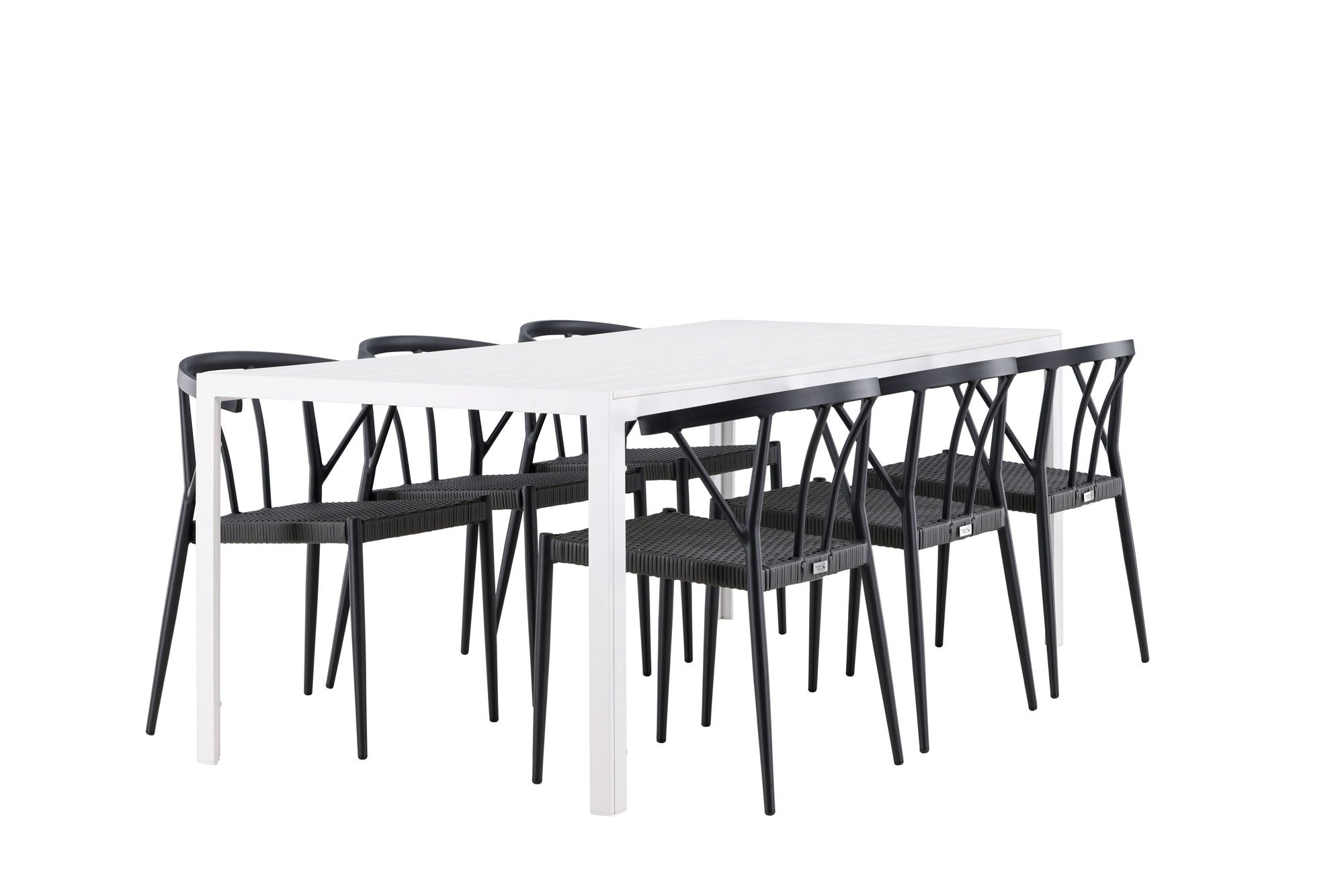 Venture Home Break spisebord - White / White Aintwood +Stina - Spisebordsstol- Black - Alu/wicker - NEED Higher Seat hegiht! _6