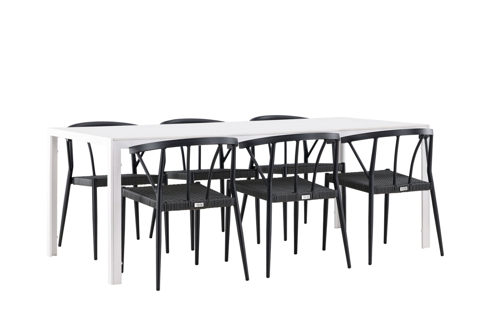 Venture Home Break spisebord - White / White Aintwood +Stina - Spisebordsstol- Black - Alu/wicker - NEED Higher Seat hegiht! _6