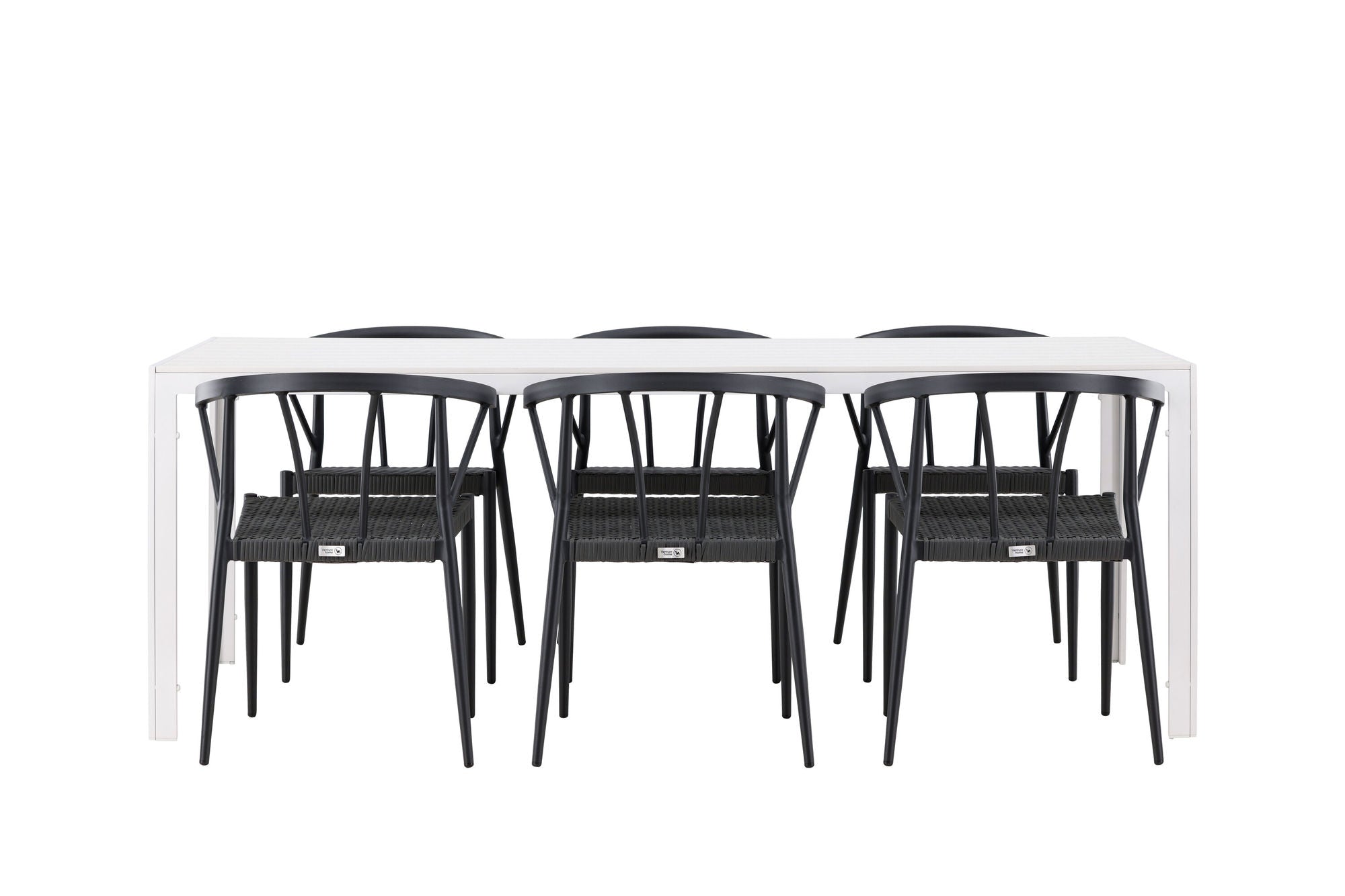 Venture Home Break spisebord - White / White Aintwood +Stina - Spisebordsstol- Black - Alu/wicker - NEED Higher Seat hegiht! _6