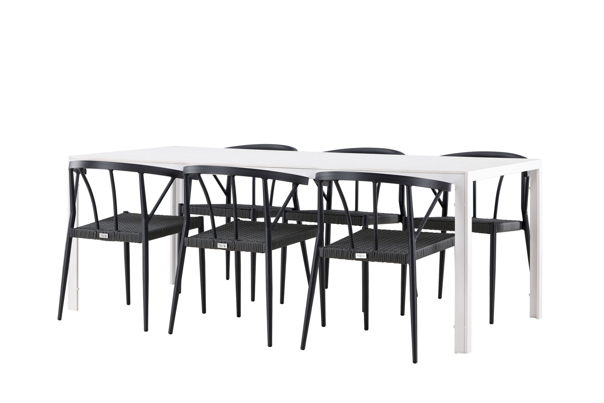 Venture Home Break spisebord - White / White Aintwood +Stina - Spisebordsstol- Black - Alu/wicker - NEED Higher Seat hegiht! _6