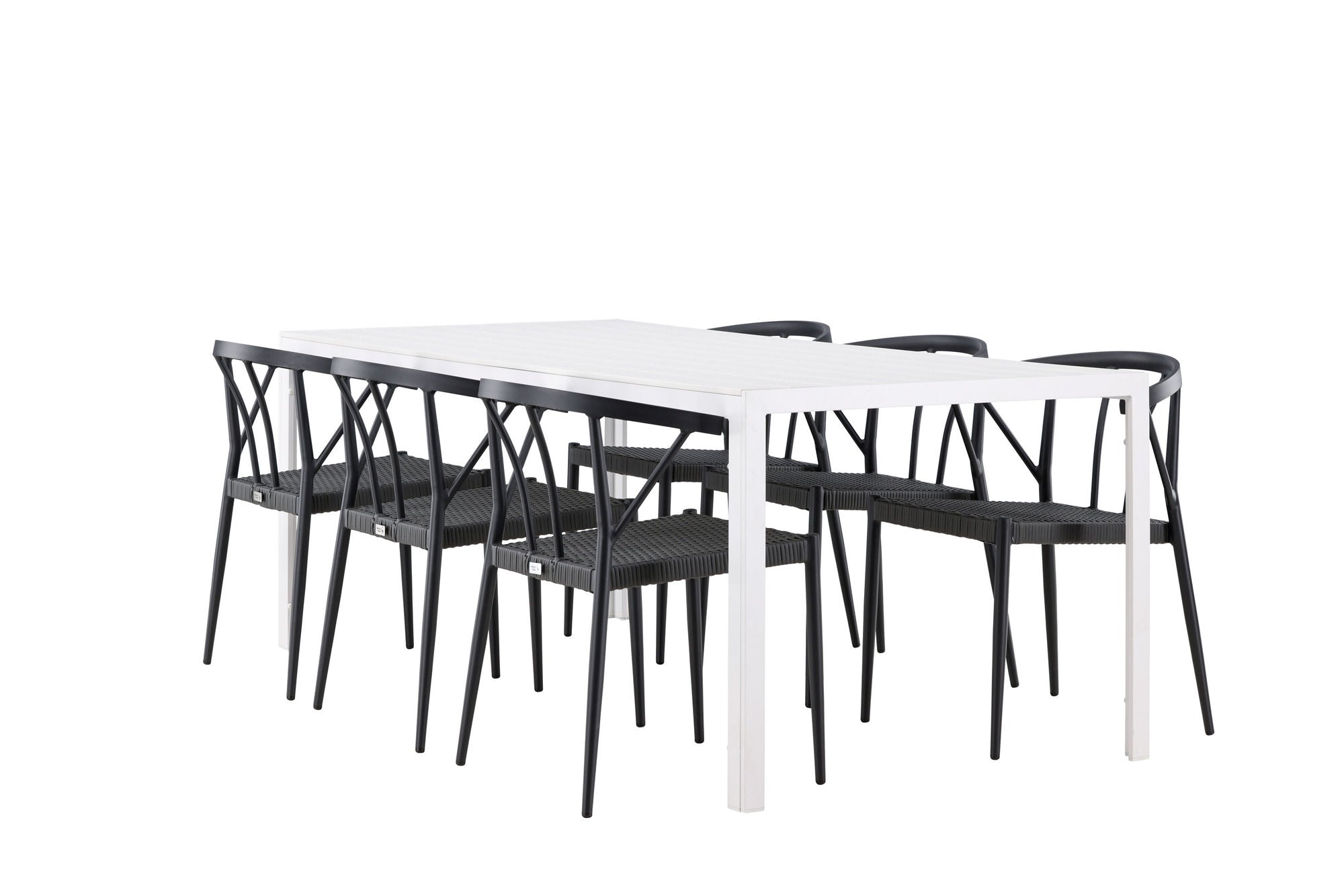 Venture Home Break spisebord - White / White Aintwood +Stina - Spisebordsstol- Black - Alu/wicker - NEED Higher Seat hegiht! _6