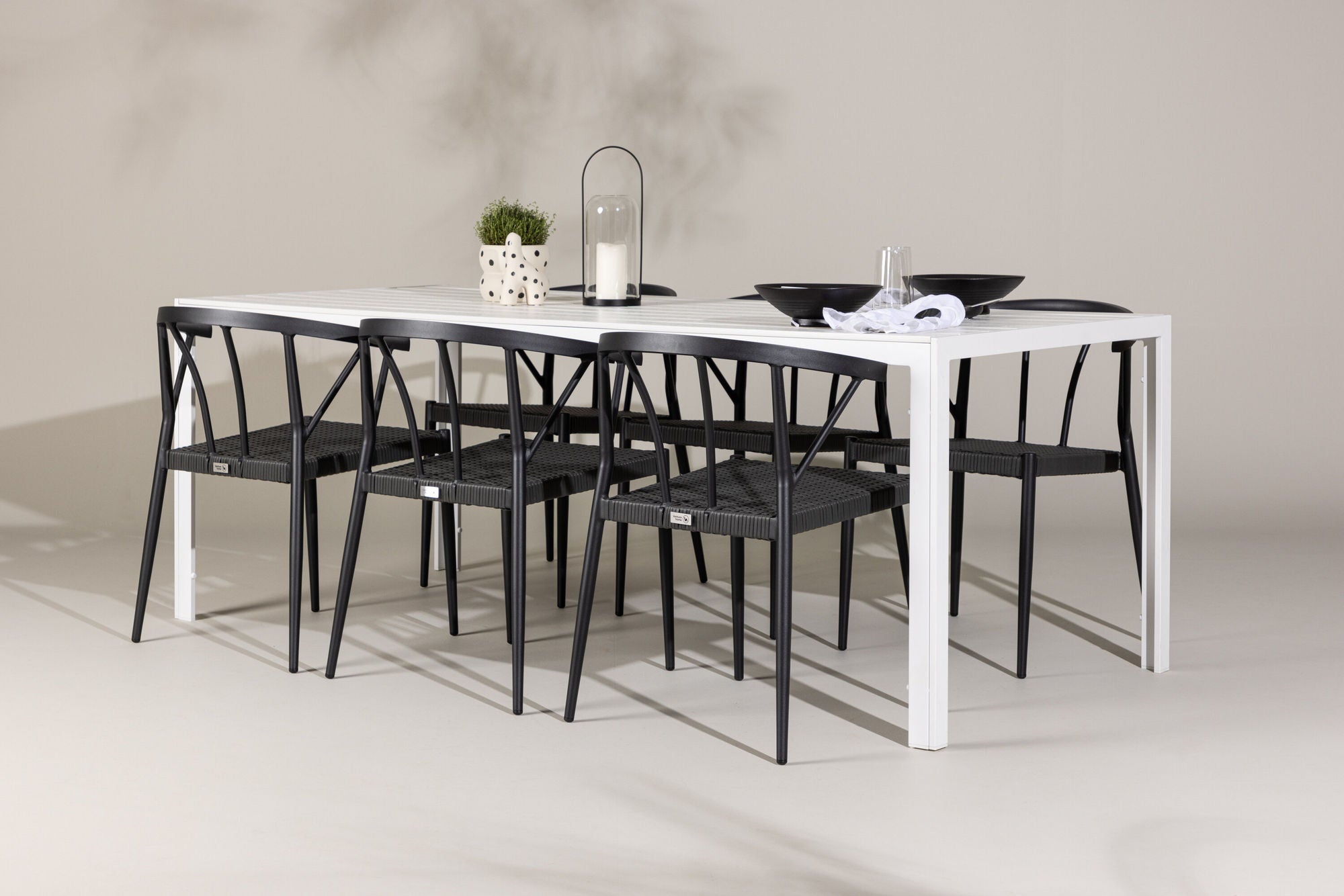 Venture Home Break spisebord - White / White Aintwood +Stina - Spisebordsstol- Black - Alu/wicker - NEED Higher Seat hegiht! _6