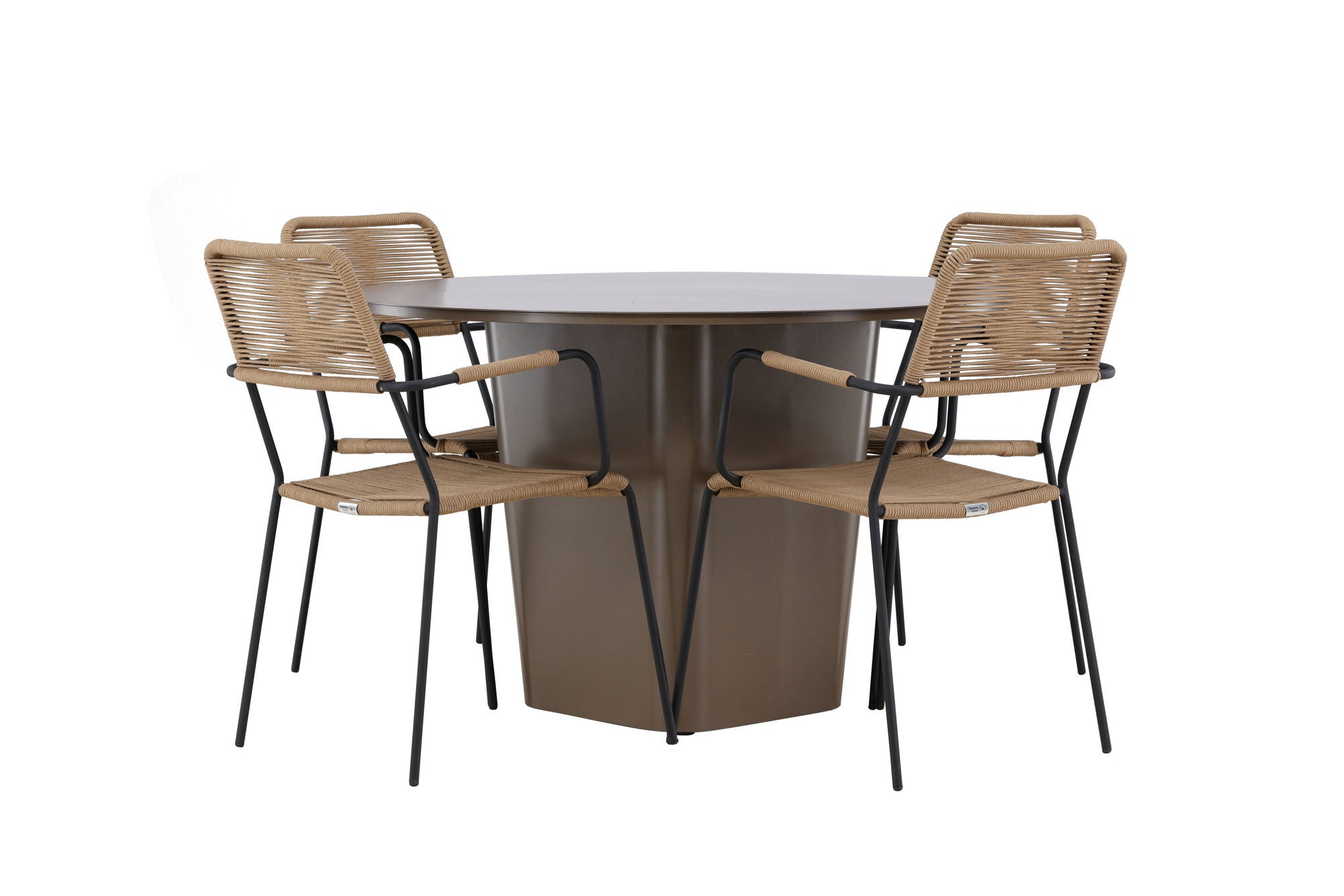 Venture Home Santa Fe spisebord ø120 - Roasty +Lindos - Armchair - Black Alu / Latte Rope _4