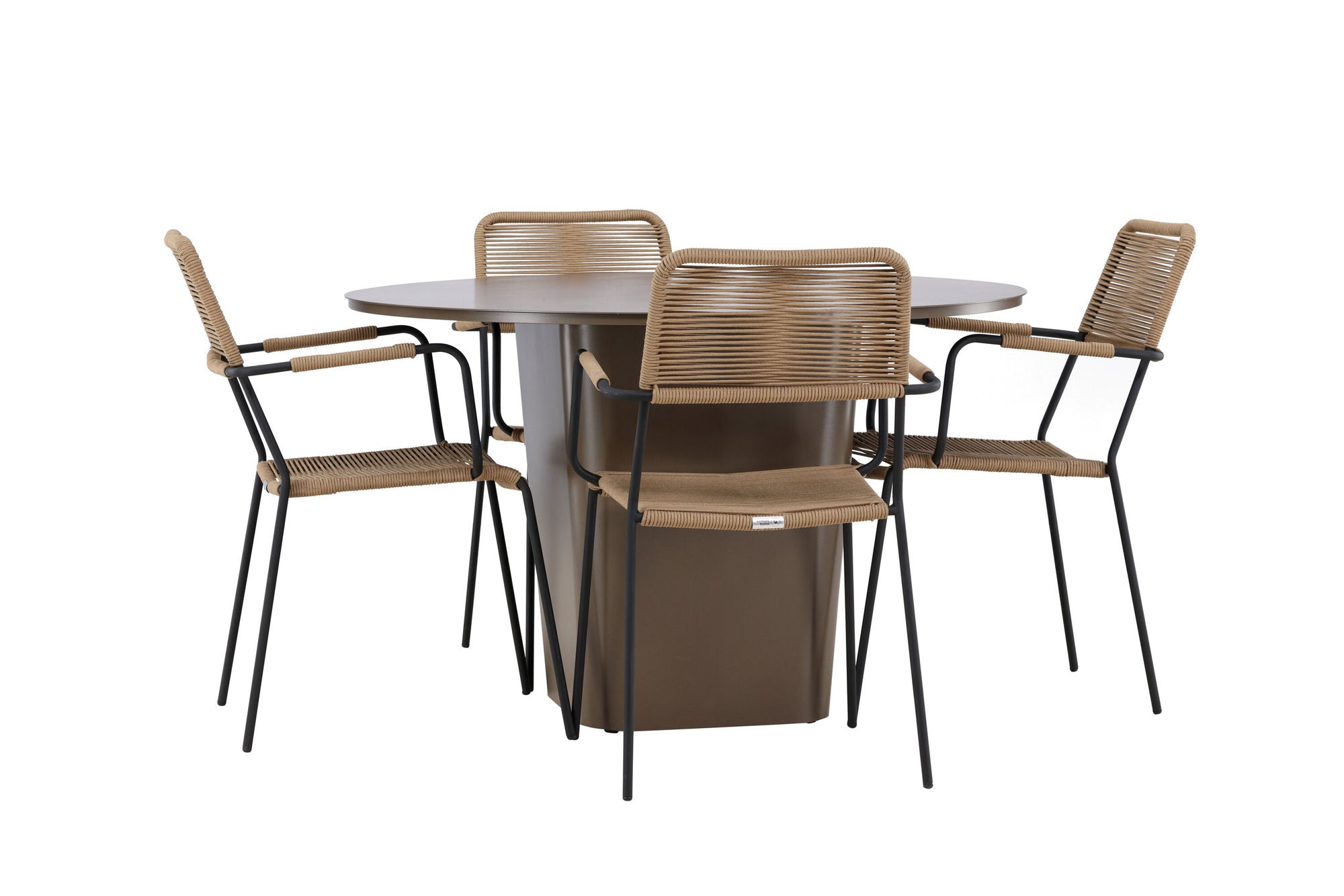 Venture Home Santa Fe spisebord ø120 - Roasty +Lindos - Armchair - Black Alu / Latte Rope _4