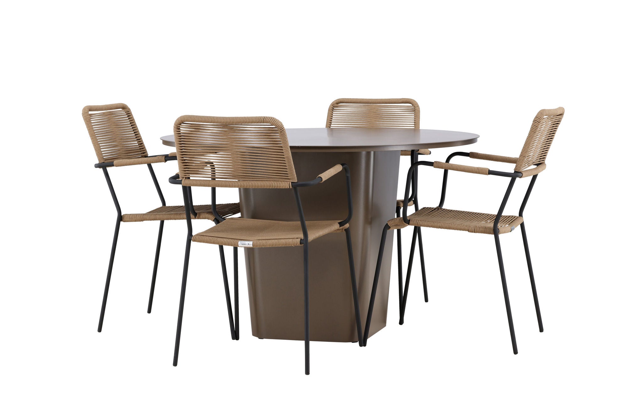 Venture Home Santa Fe spisebord ø120 - Roasty +Lindos - Armchair - Black Alu / Latte Rope _4