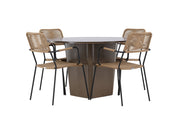 Venture Home Santa Fe spisebord ø120 - Roasty +Lindos - Armchair - Black Alu / Latte Rope _4