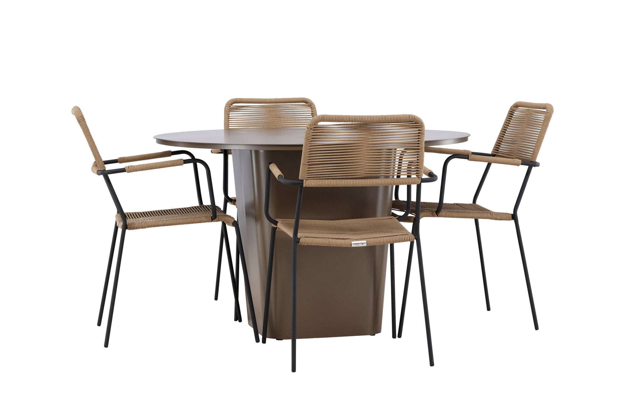 Venture Home Santa Fe spisebord ø120 - Roasty +Lindos - Armchair - Black Alu / Latte Rope _4