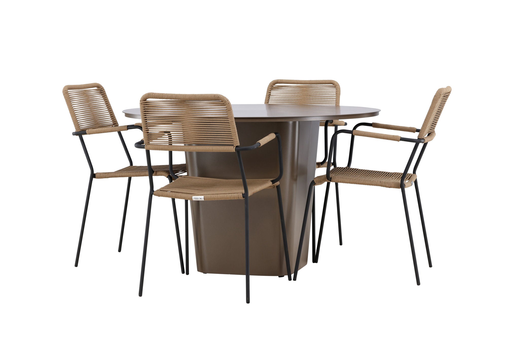 Venture Home Santa Fe spisebord ø120 - Roasty +Lindos - Armchair - Black Alu / Latte Rope _4