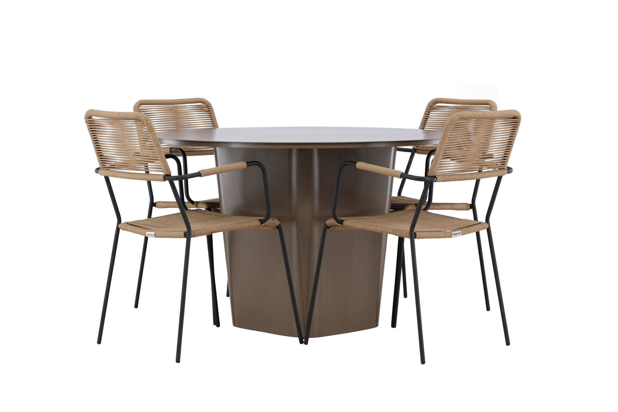 Venture Home Santa Fe spisebord ø120 - Roasty +Lindos - Armchair - Black Alu / Latte Rope _4
