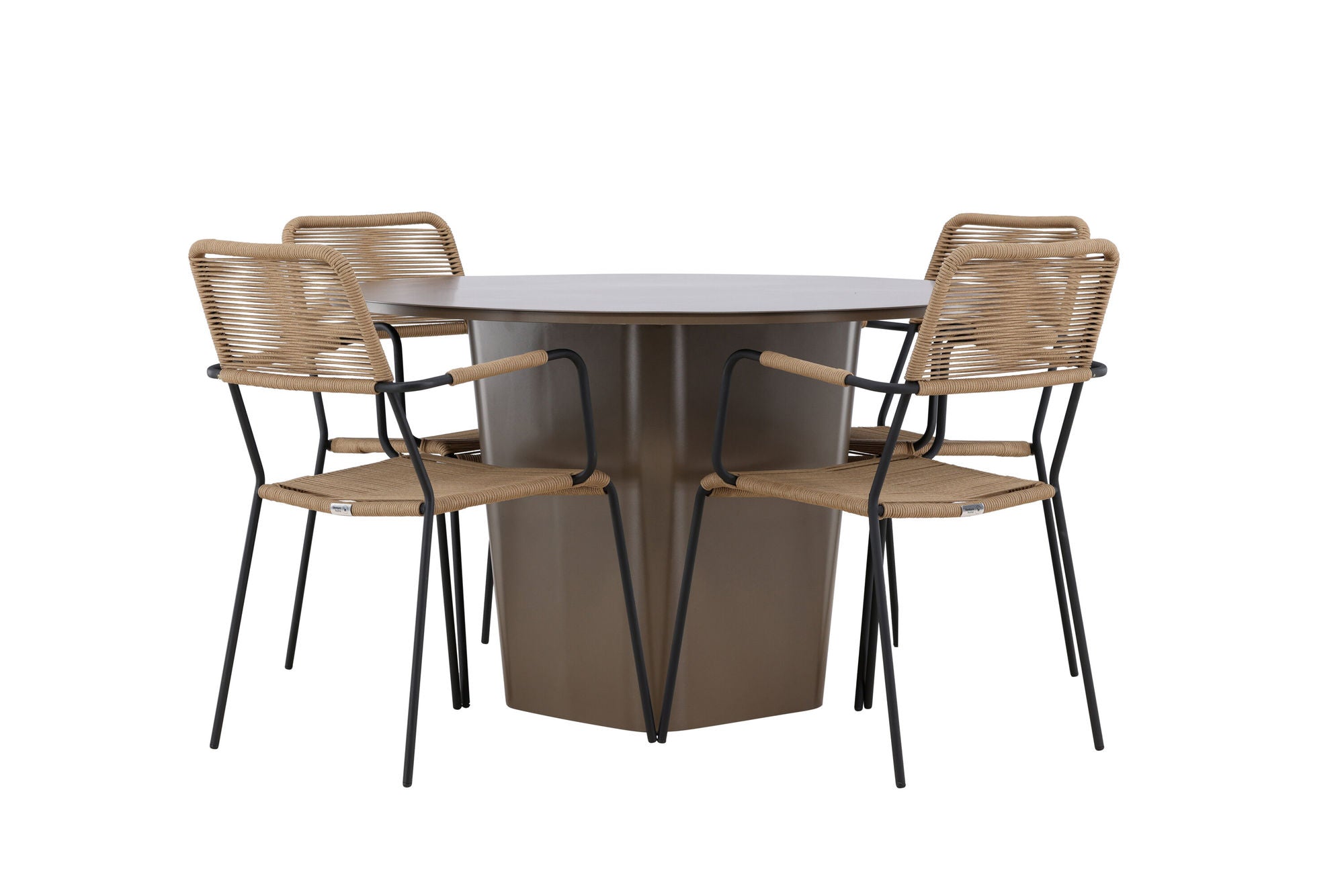 Venture Home Santa Fe spisebord ø120 - Roasty +Lindos - Armchair - Black Alu / Latte Rope _4