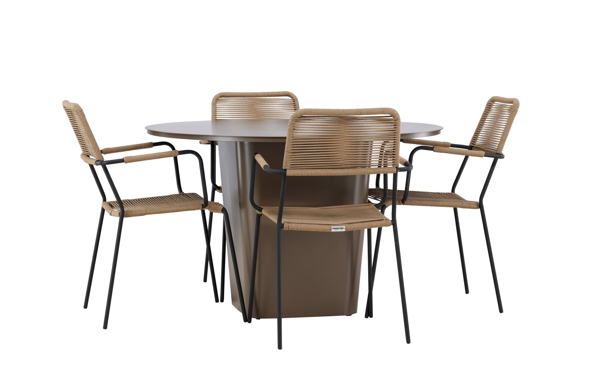 Venture Home Santa Fe spisebord ø120 - Roasty +Lindos - Armchair - Black Alu / Latte Rope _4