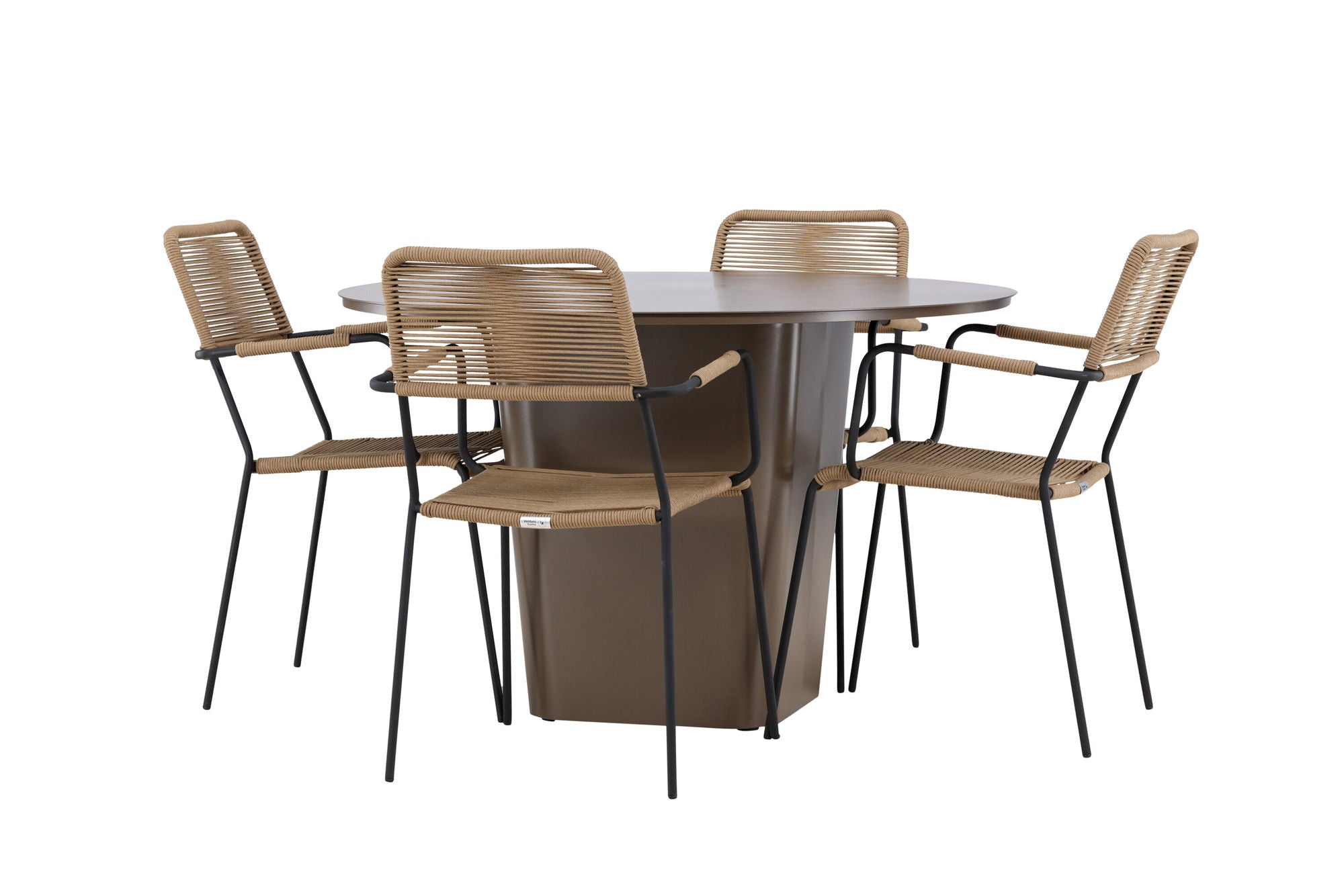 Venture Home Santa Fe spisebord ø120 - Roasty +Lindos - Armchair - Black Alu / Latte Rope _4