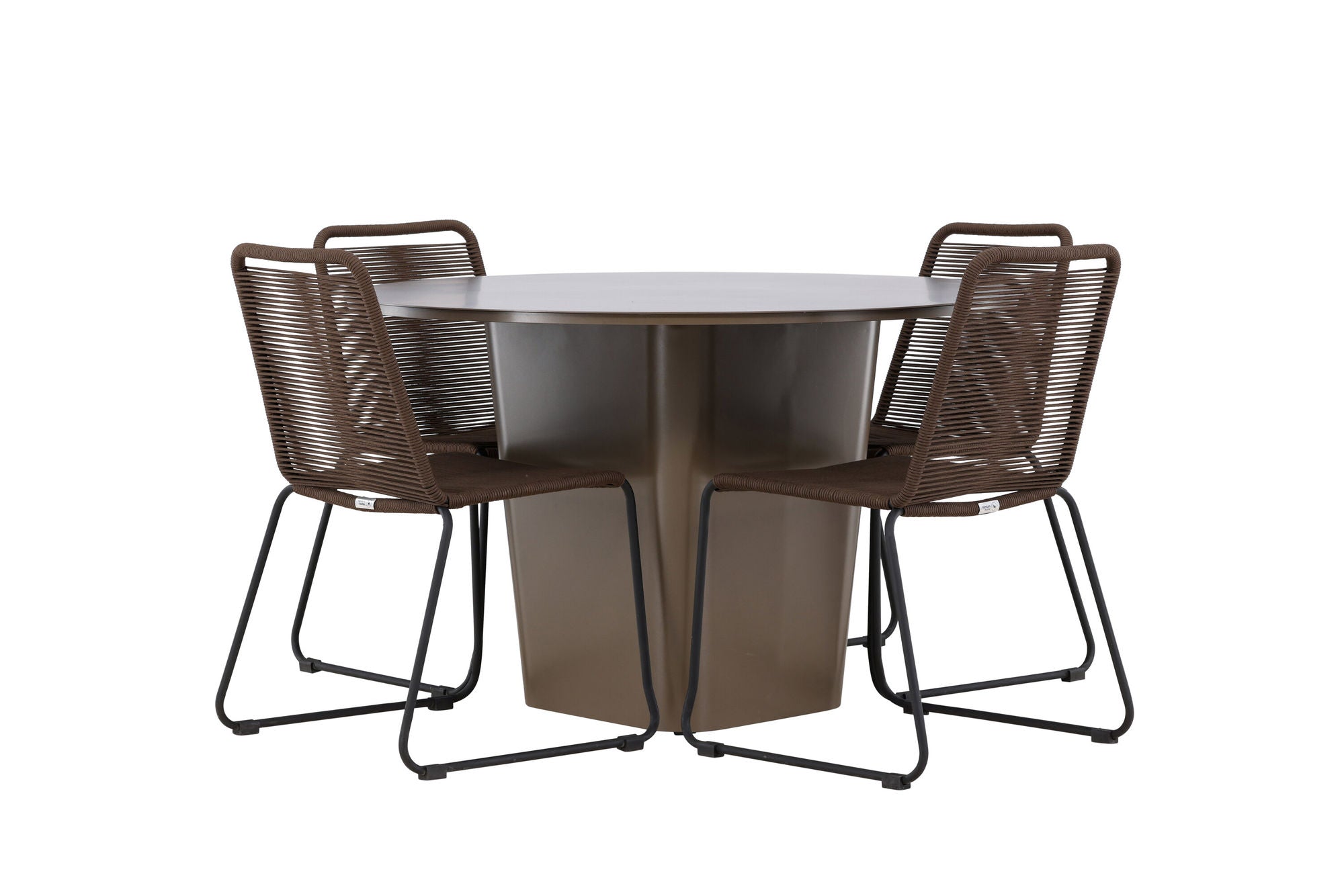 Venture Home Santa Fe spisebord ø120 - Roasty +Lindos Diningchair Aluminium - Black / _4