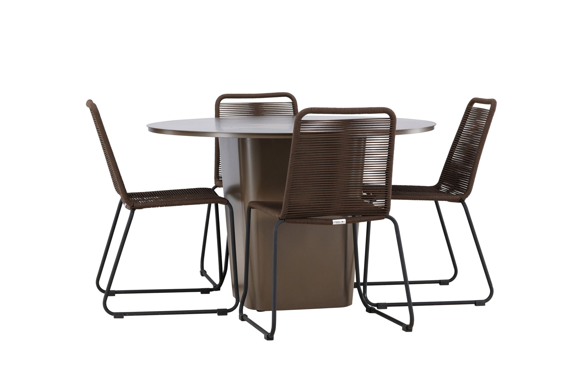 Venture Home Santa Fe spisebord ø120 - Roasty +Lindos Diningchair Aluminium - Black / _4