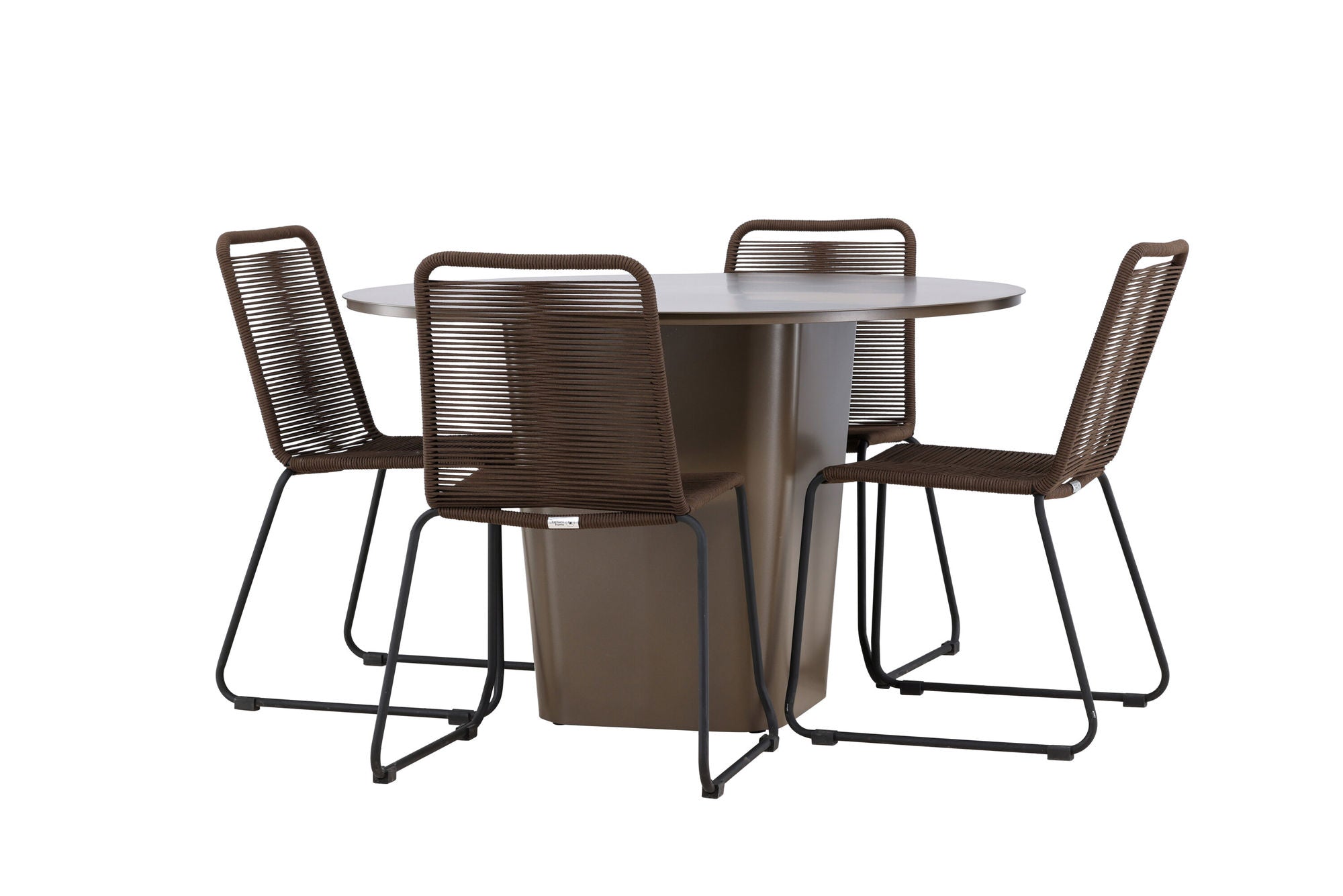 Venture Home Santa Fe spisebord ø120 - Roasty +Lindos Diningchair Aluminium - Black / _4