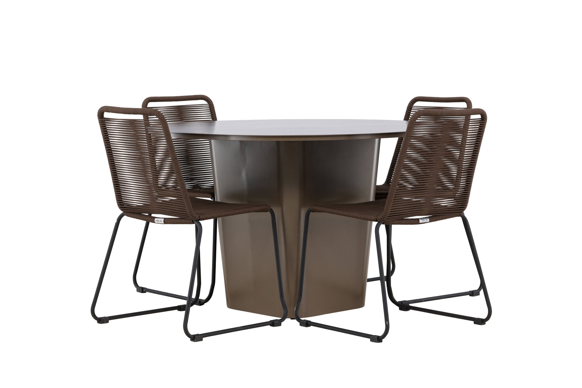 Venture Home Santa Fe spisebord ø120 - Roasty +Lindos Diningchair Aluminium - Black / _4
